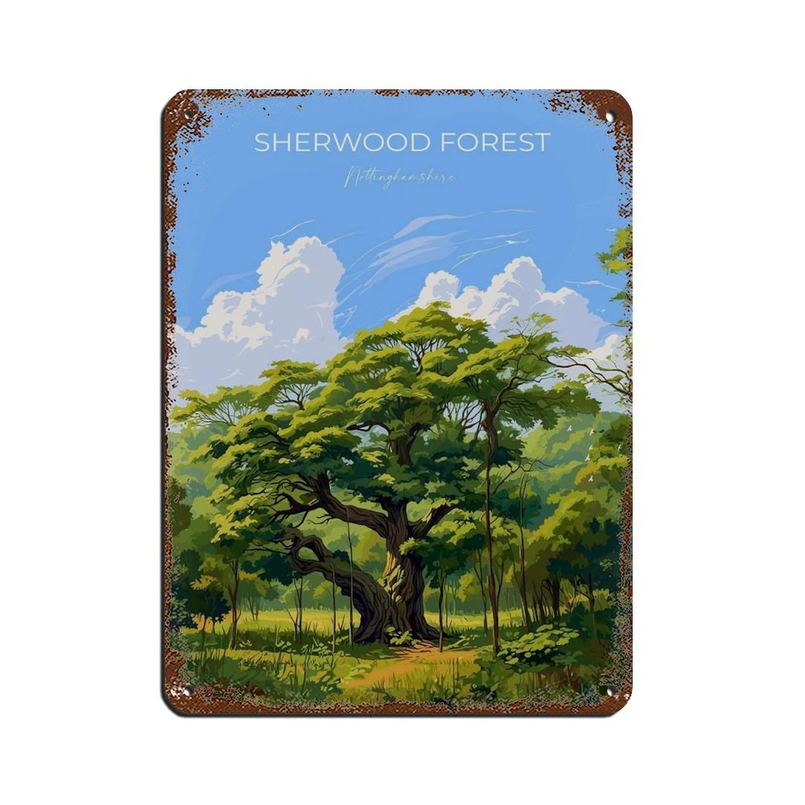 Affiche Sherwood Forest en métal - Créez une ambiance bar vintage dans votre salon
