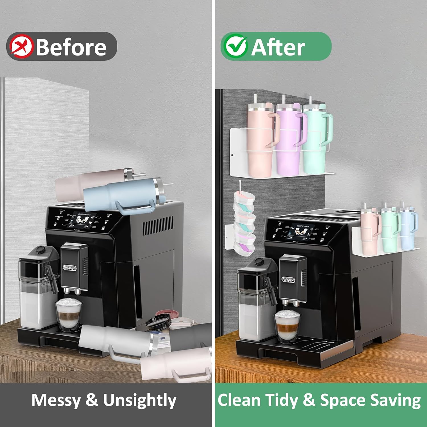 Magnetic Cup Holder for Fridge, Water Bottle Organizer for Cabinet Magnetic Cup Holder Heavy Duty Storage Tumbler Organizer for 20oz 30oz 40oz Cup Accessories