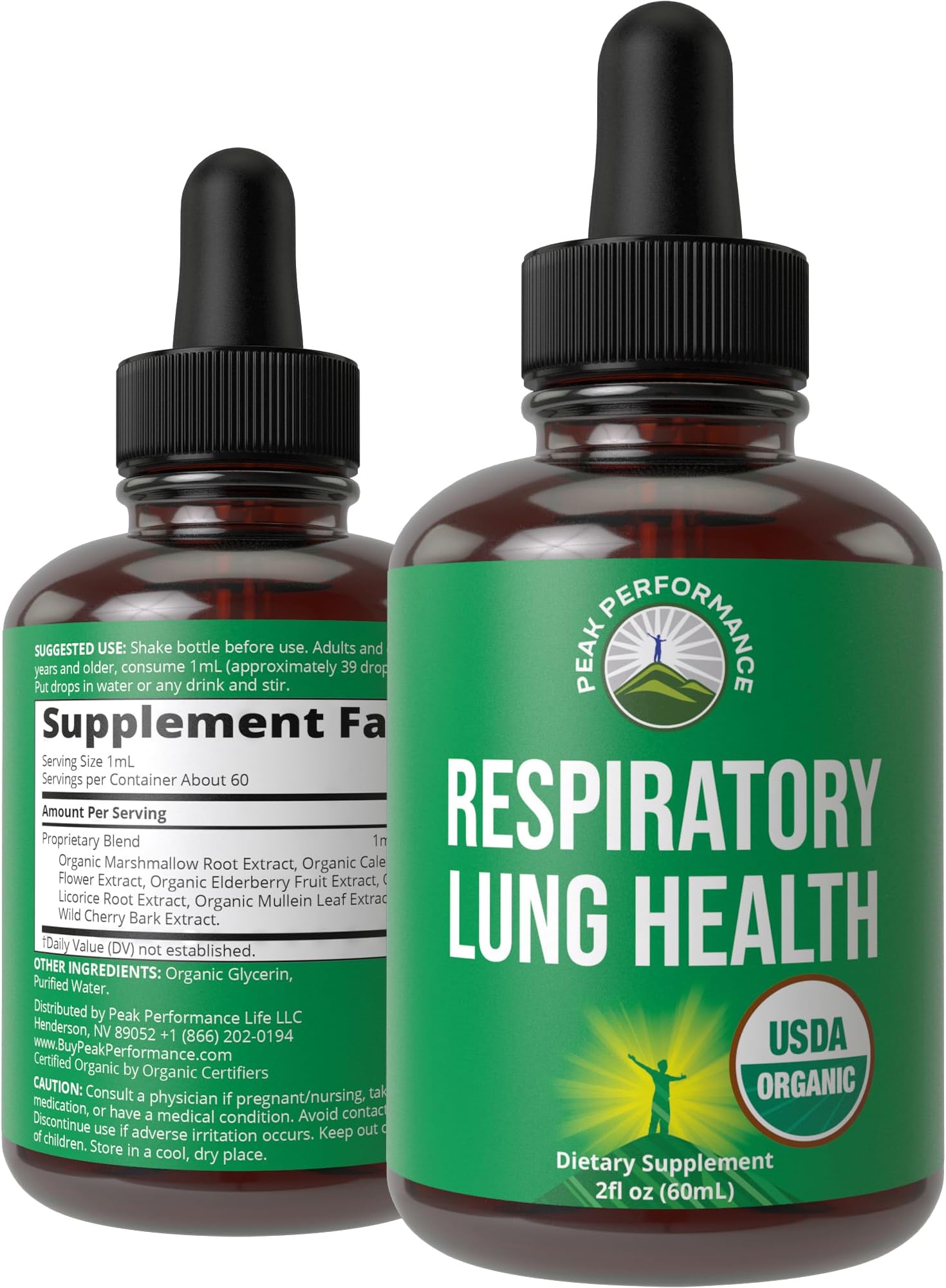 USDA Organic Lung Detox for Smokers and Non Smokers with 6 Top Ingredients. Mullein Leaf, Marshmallow Root, Calendula. Lungs Cleanse for Better Respiratory Health. Liquid Drops Tincture Supplement