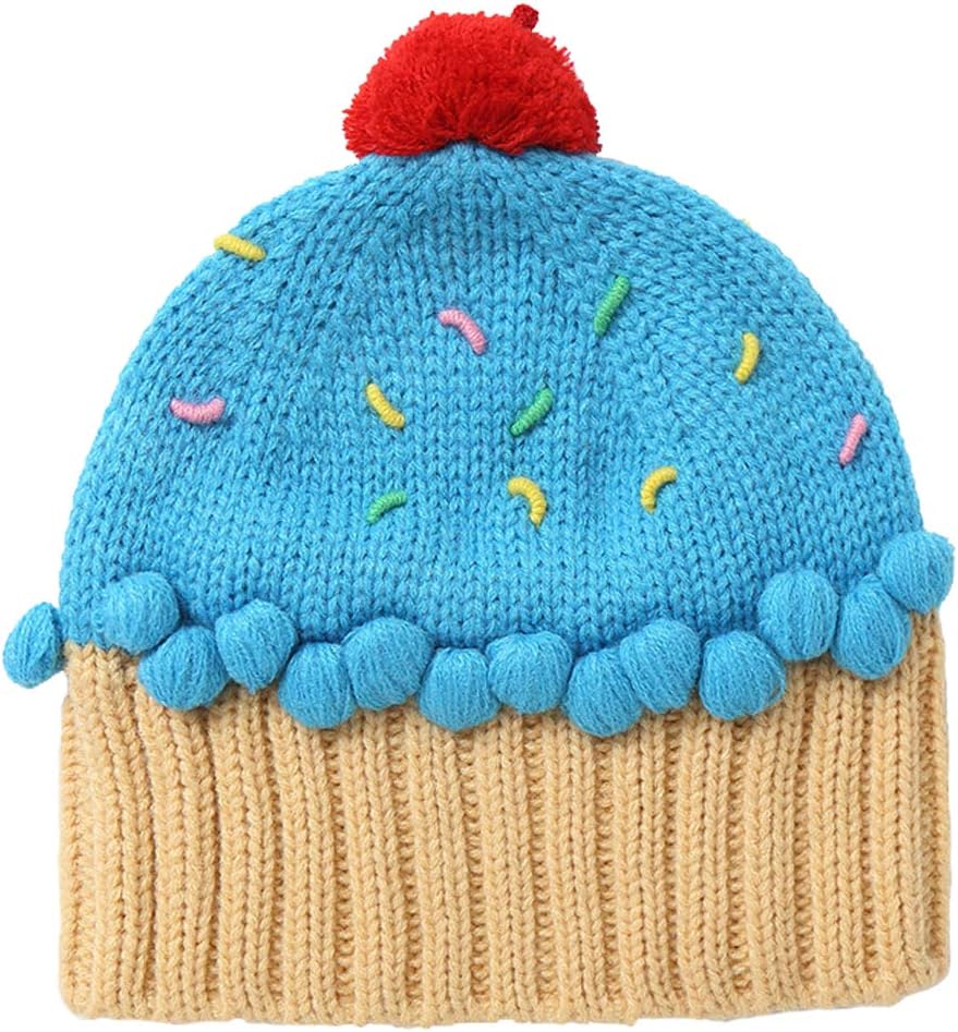 XINQIAO Unisex Kids Cupcake Beanie Cartoon Knitting Hat for 3-8 Years Boys Girls