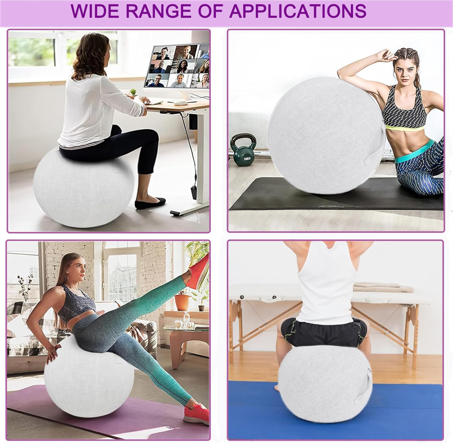 Funda protectora para pelota de gimnasia y yoga 65 cm plegable fitness pilates equilibrio