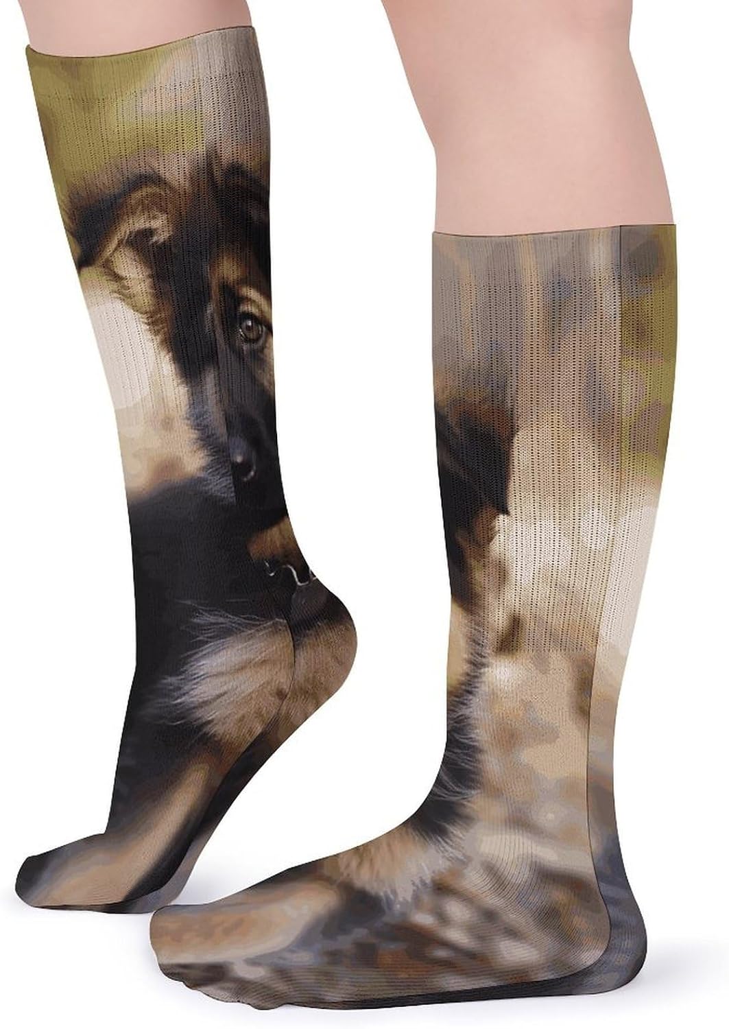 German Shepherd Puppy Knee High Socks Cozy Knee High Socks Soft Mid-Length Sock for All Seasons Daily Wear Adult