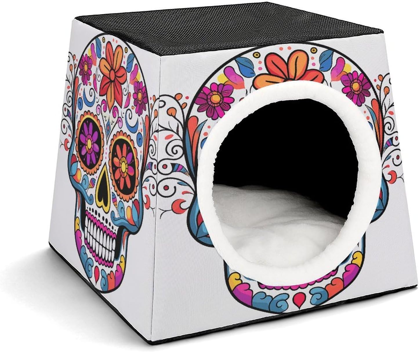 Pet Sleeping Nest Bed, Sugar Skull Printed Dog House Cat Nest, Winter Pet House are Suitable for Most Cats, Dogs, and Other Small Pets