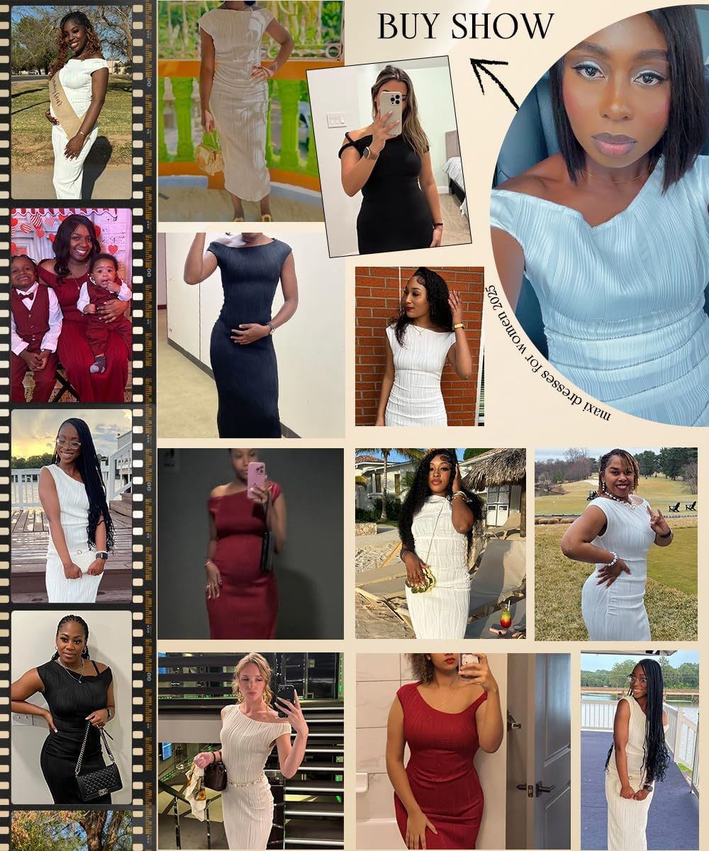 Narecte Summer Dresses for Women One Shoulder Bodycon Sexy Club Dress Elegant Formal Dresses Maxi Dress - Image 7