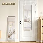 Leyden Over The Door Mirror, 48''x14'' Full Length Mirror Rectangular Wall Mounted Mirror Black Frame Mirror Hanging Behind the Door for Home Decoration, Bedroom,Living Room