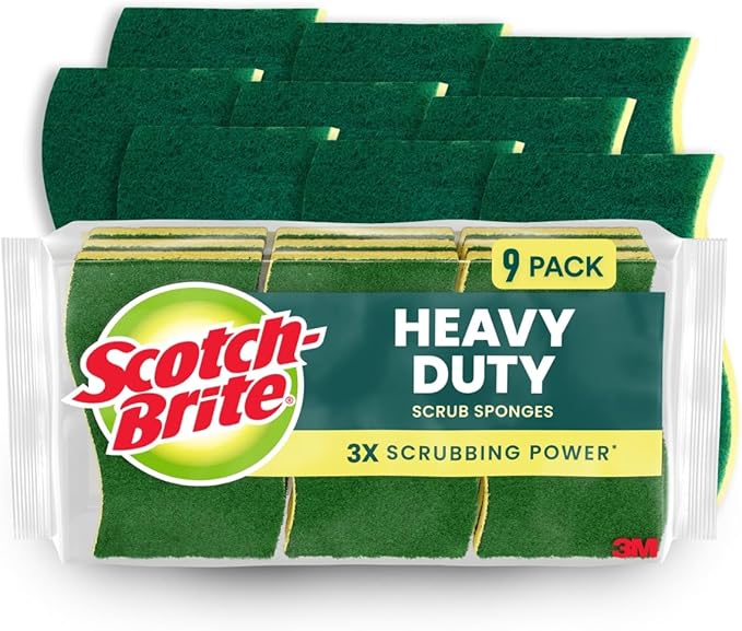 Scotch-Brite Heavy Duty Scrub Sponge, 9 Kitchen Sponges Designed for
