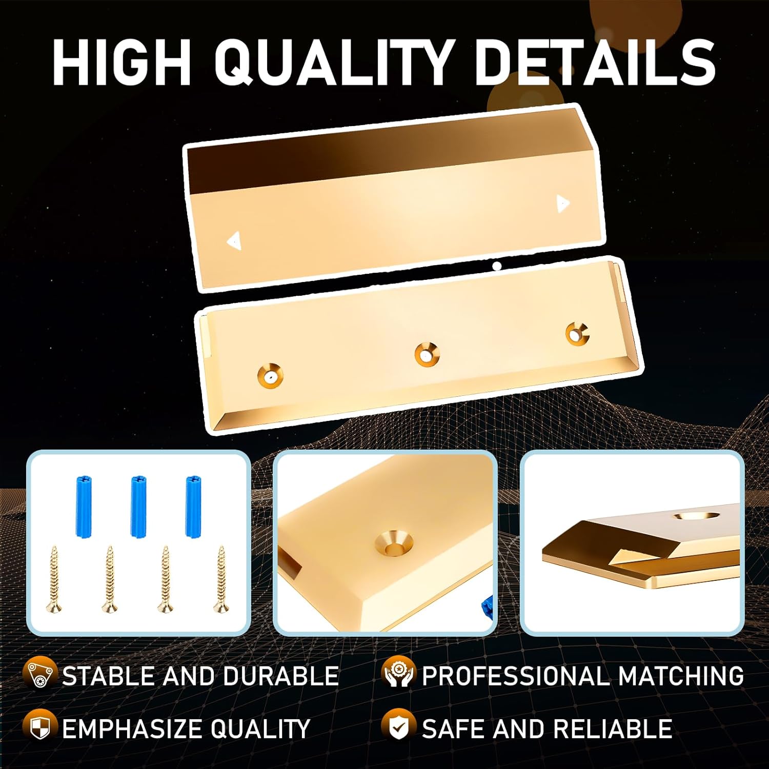 Door Barricade Security Lock Door Brace Fits Most Doors Like Standard Doors, French Doors. Home Safety Protection, Double Safety Security Protection - Gold