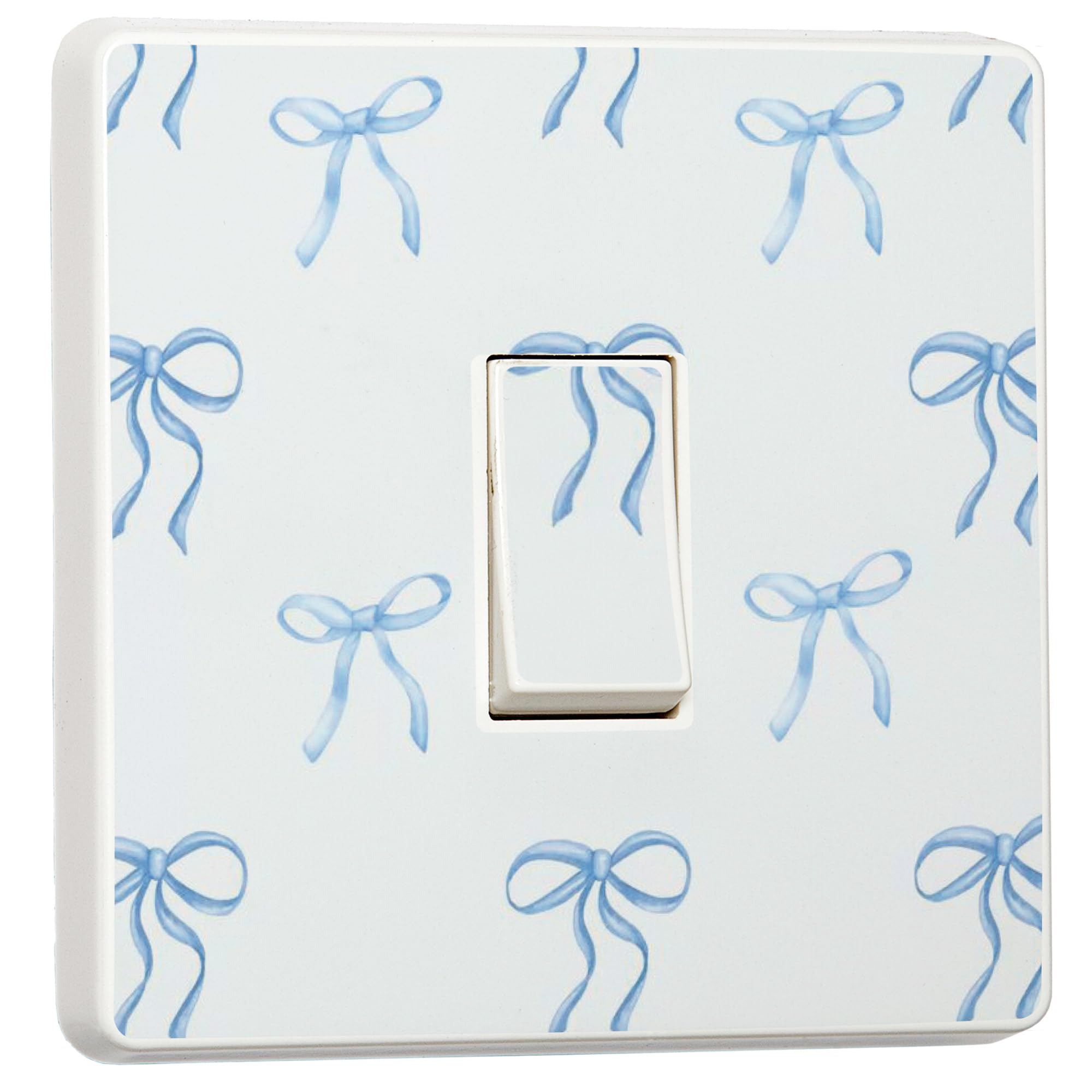 stika.co Set of 2 Blue Bow Light Switch Sticker - Decorative Single Switch Cover, Self-Adhesive Vinyl, Fun Home Décor for Bedroom, Hallway, or Kids Room