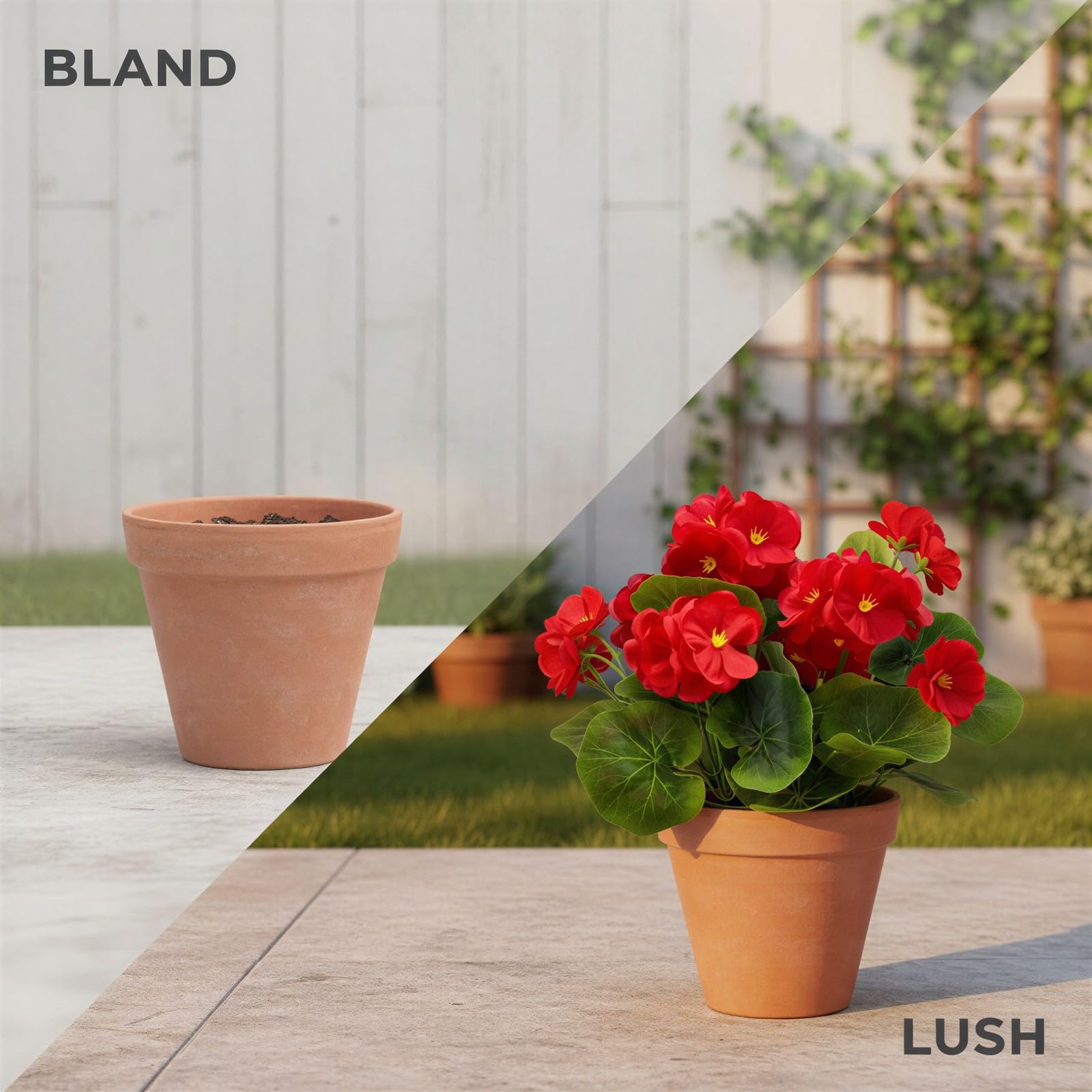 8 STK. Künstliche Apfelblütenpflanze, rote Blüten, naturgetreuer Seidenbegonia-Busch, voll aufgeblühte Blumendeko mit üppigem Grün für Zuhause, Garten, Hochzeitstischdekoration