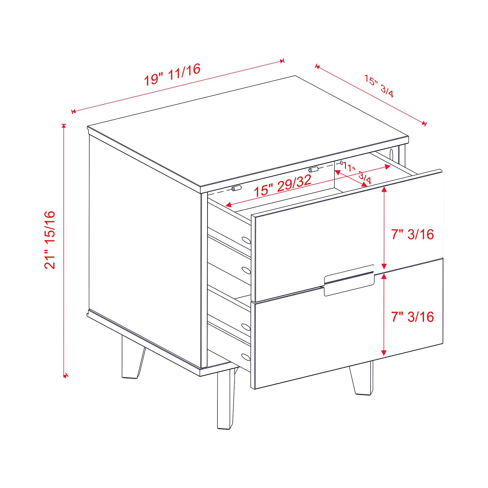 Walker Edison Mid Century Modern Grooved Handle Wood Nightstand Side ...