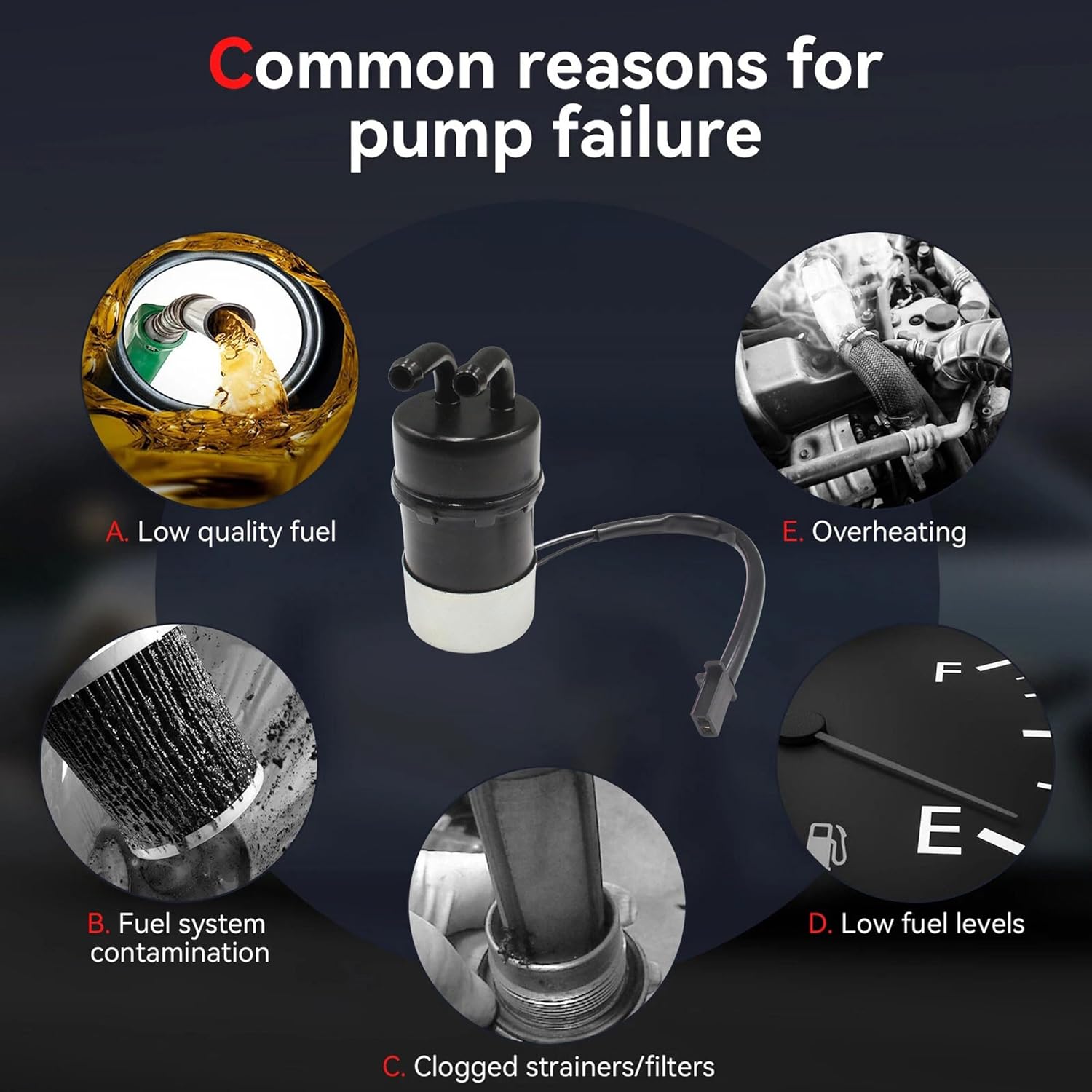 Fuel Pump(2 wire plug type) for Suzuki Intruder 1400 VS1400GL 1987-2004/700 VS700GL 1986-1987 / Boulevard S83 2005-2008 Replaces 15100-38A01 15100-38A00