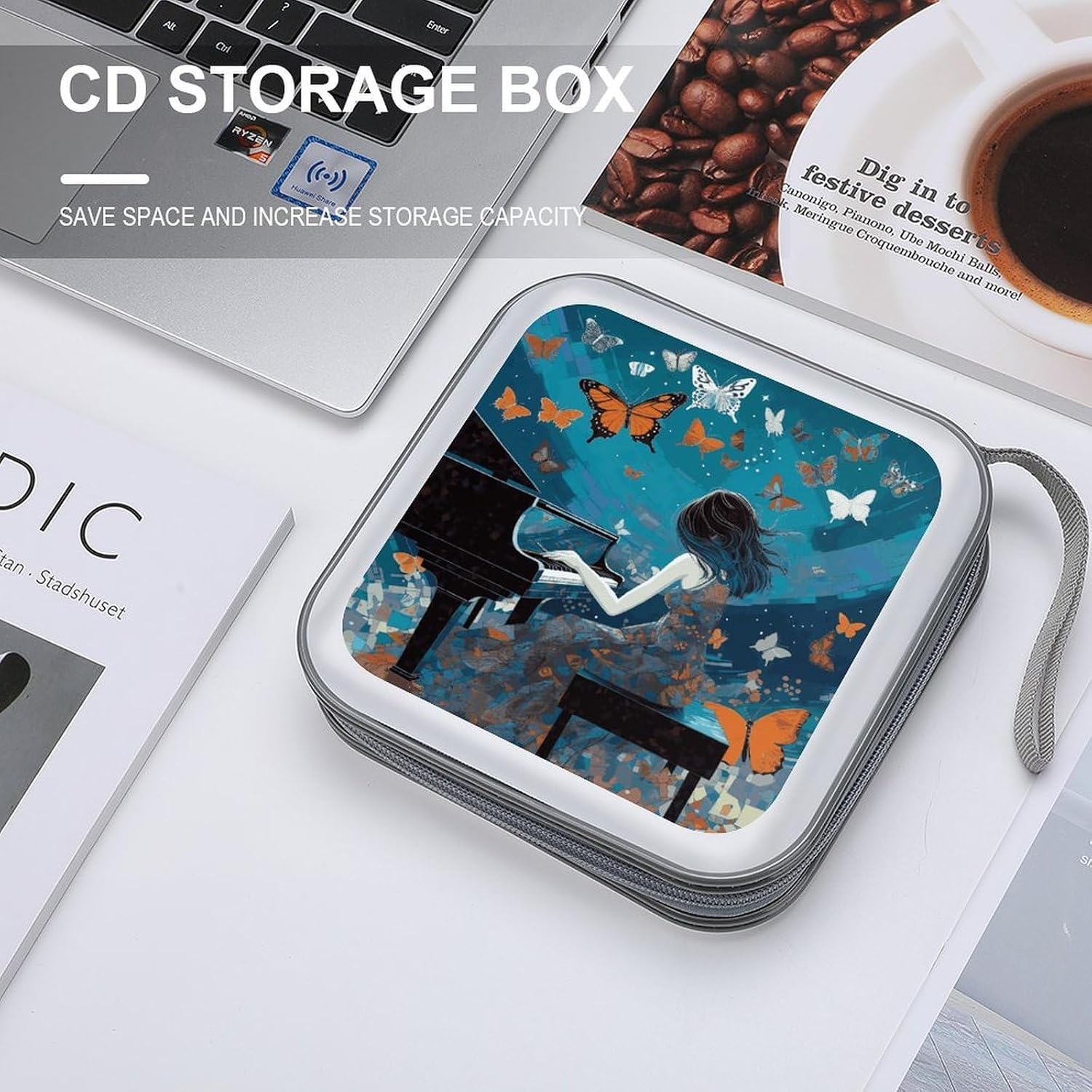 Girl Playing Piano CD Case CD Storage Box DVD Sleeves