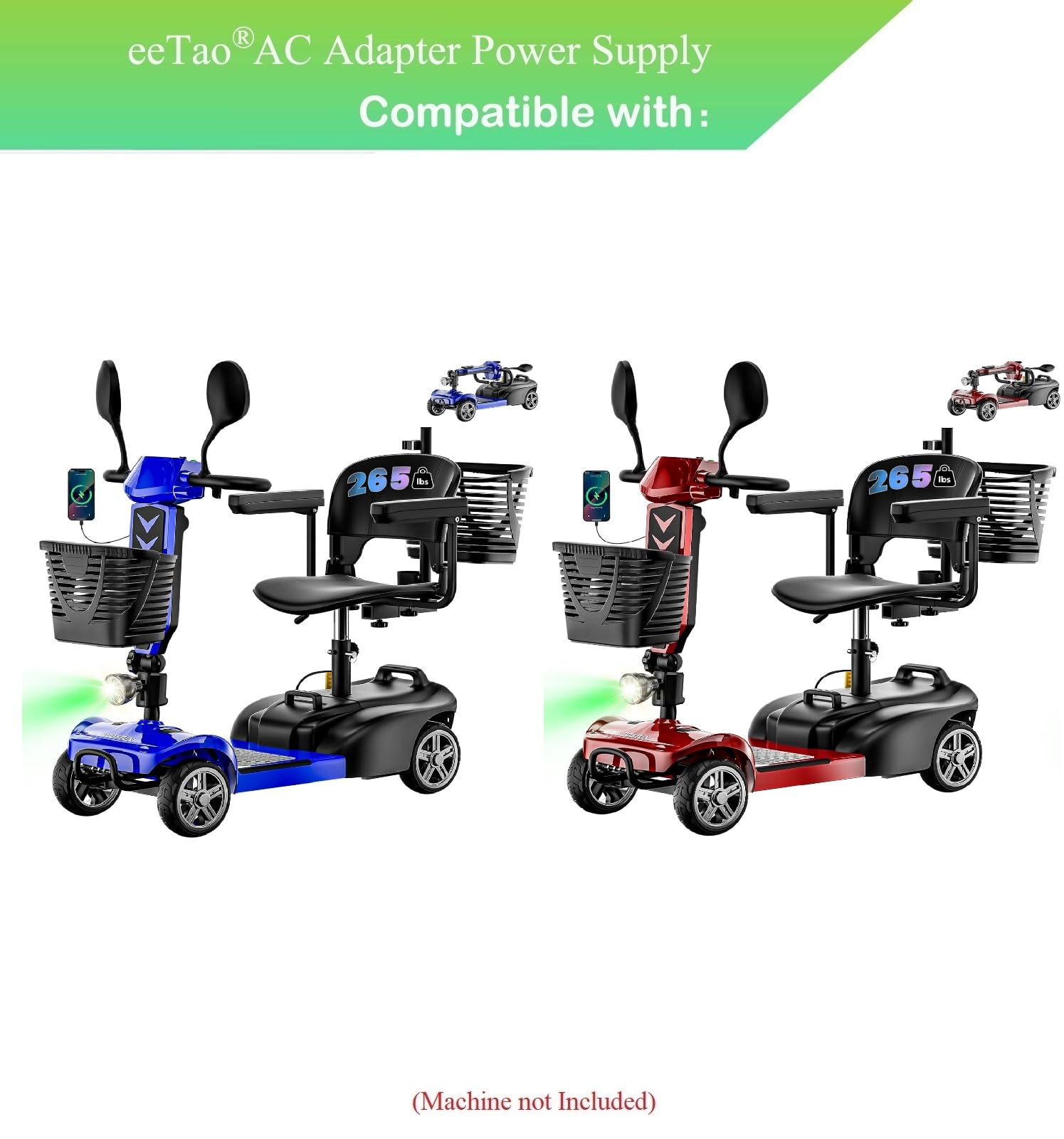 eeTao 29.4V Replacement Charger Compatible with LODSTUN FT000006-2 4 Wheel Mobility Scooter, All Terrain Folding Electric Powered Wheelchair 24V 12Ah Battery 28.8V 1.7A 48.96W Power Supply Cord Cable