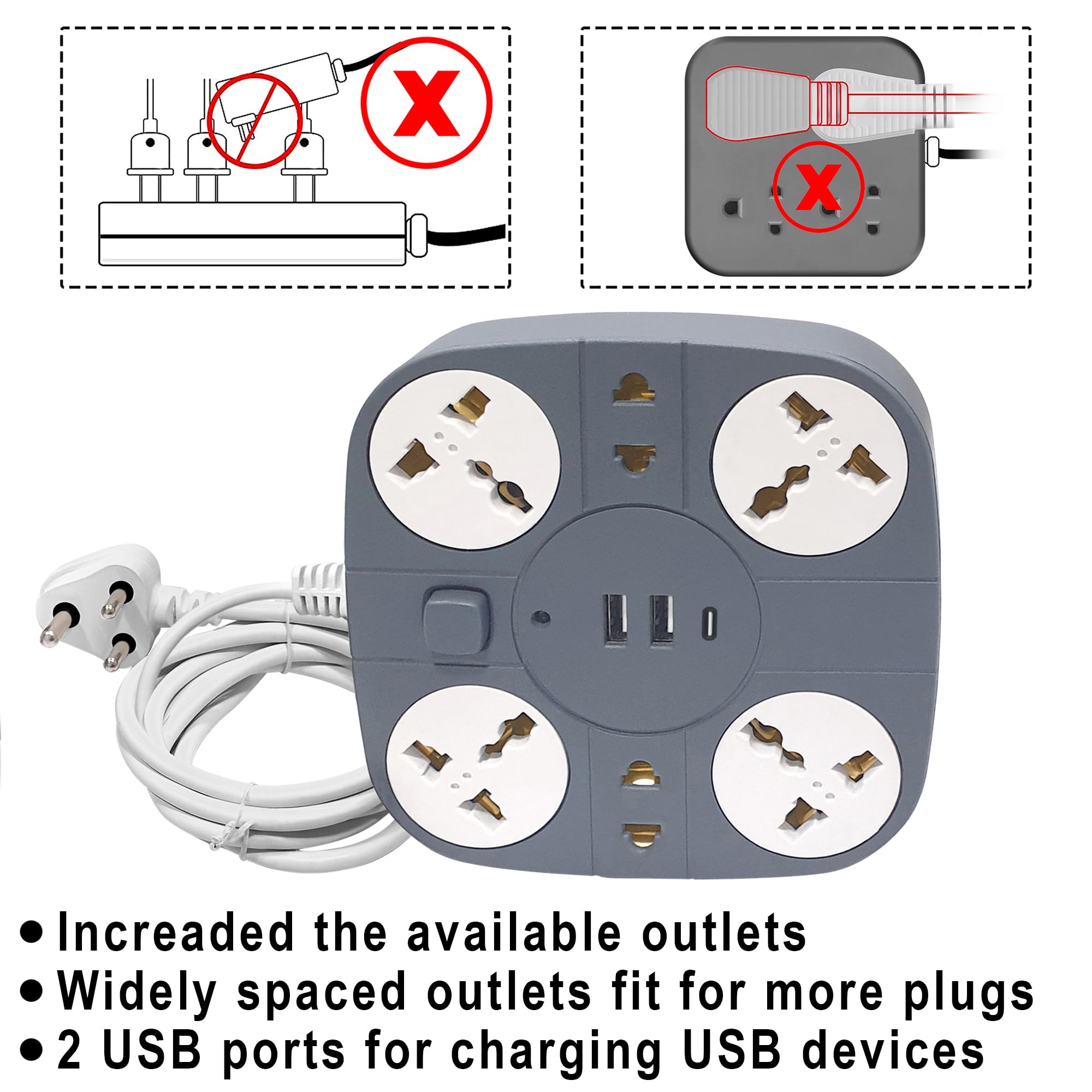 Axmon Extension Board with USB Port (Grey, 10 Meter) 2