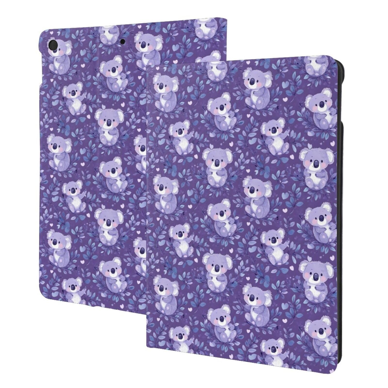 Étui iPad 10.2 violet imprimé koala pour iPad 9e/8e/7e génération avec support folio