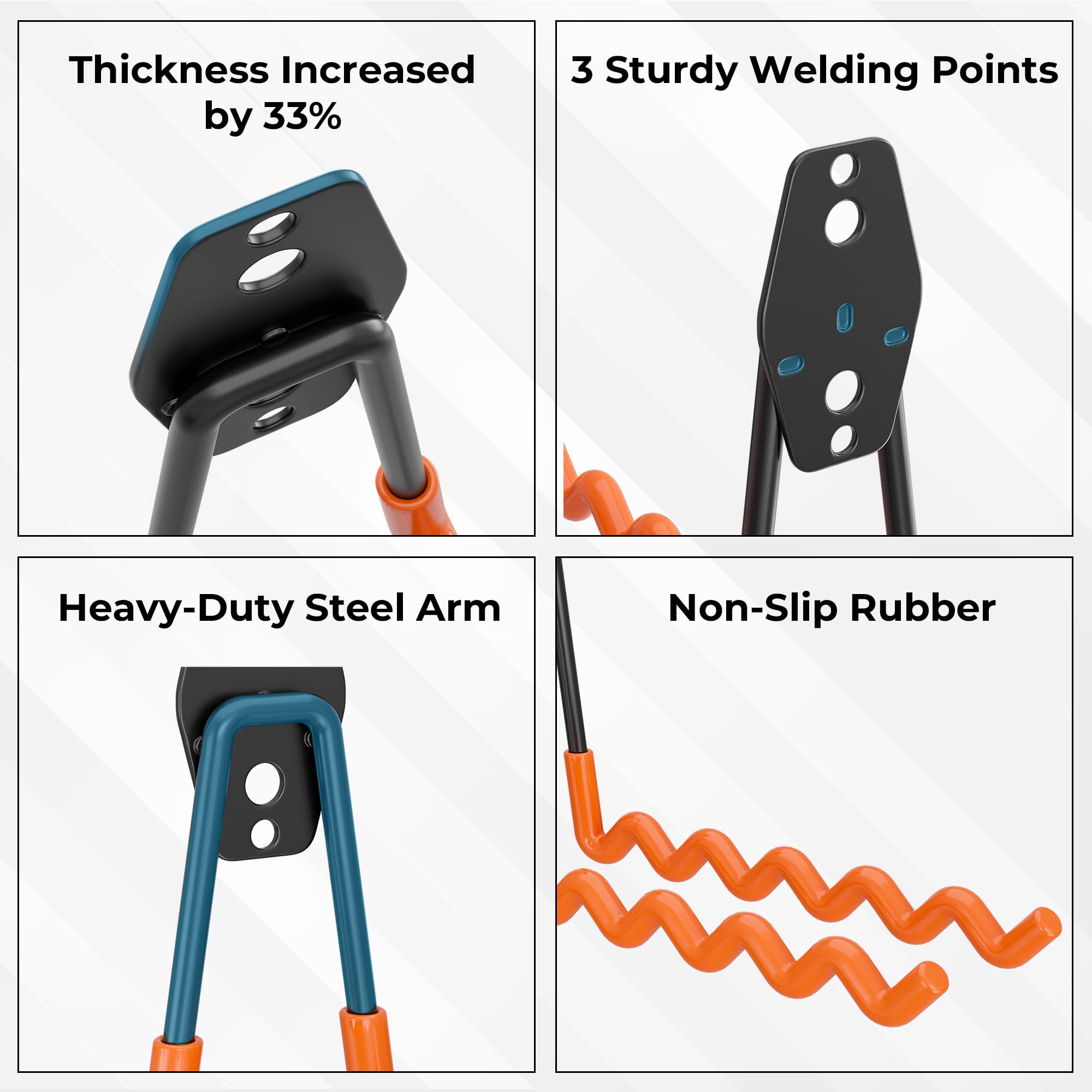 BONTEC 16 Pack Orange Garage Hooks, Heavy Duty Wall Mount Holds up to 439 kg on Wood/Brick, 188 kg on Drywall, U - Image 4