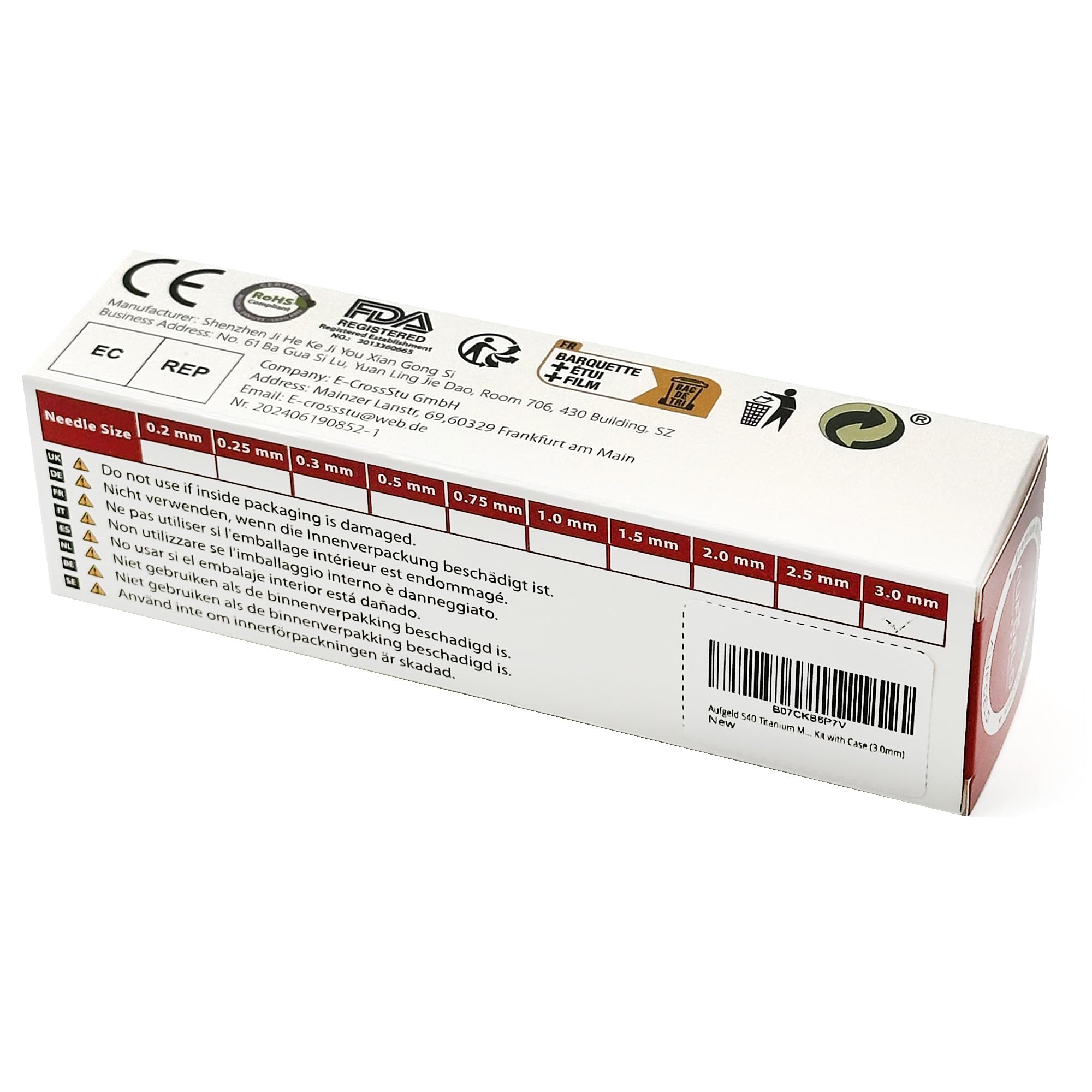 540 Titane Micro Aiguilles 3.0mm Derma Roller Bille Soin Peau Visage Rides Perte De Cheveux Élasticité Marques Tâches Repousse Professionnel Microponcture Injection D'aiguille Kit