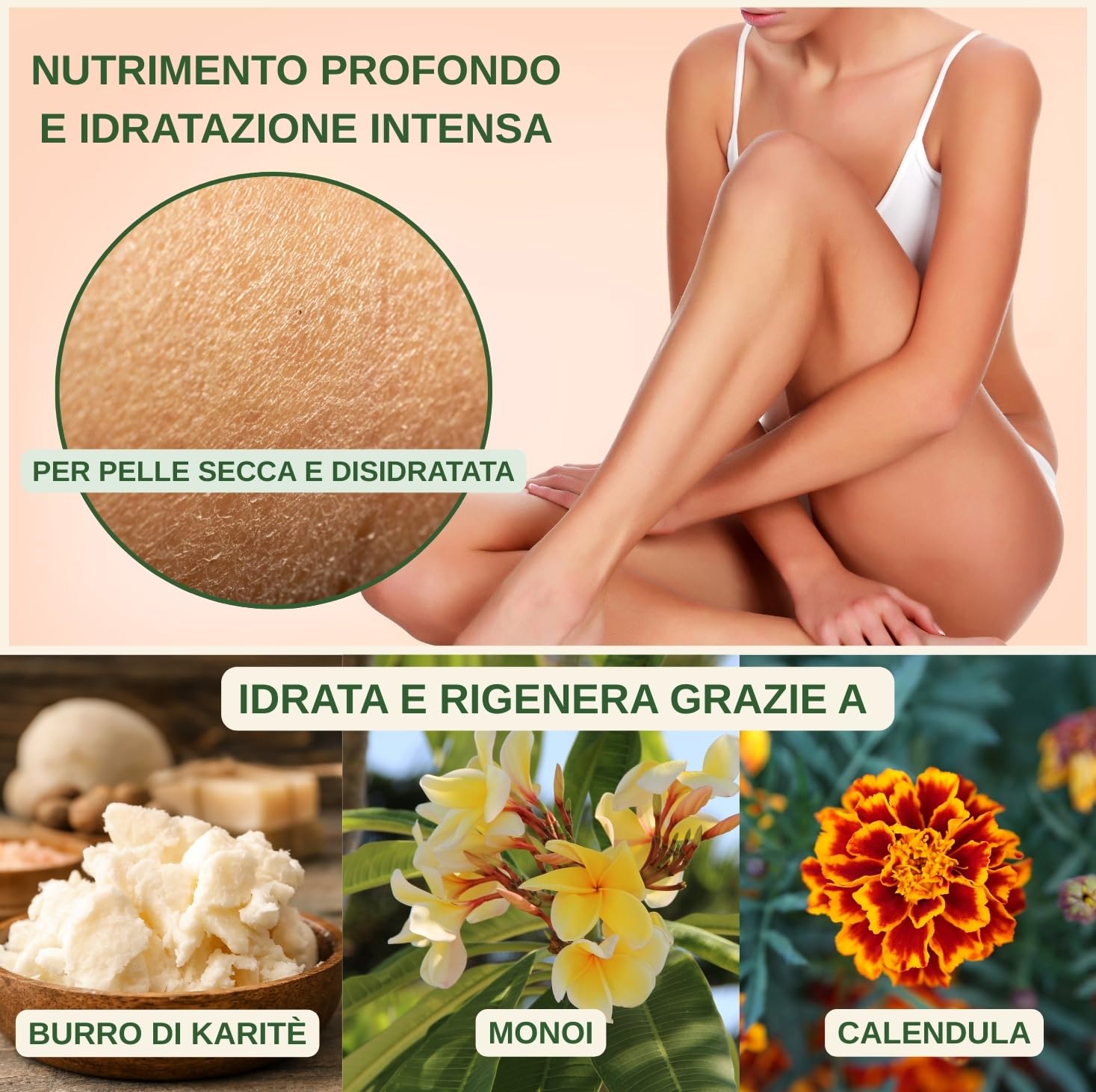 Antiche Bolle – Burro Corpo Naturale al Monoi e Burro di Karitè - Body Butter Idratante e Profumato ad Azione Lenitiva, Ideale per Pelle Secca -100 Gr