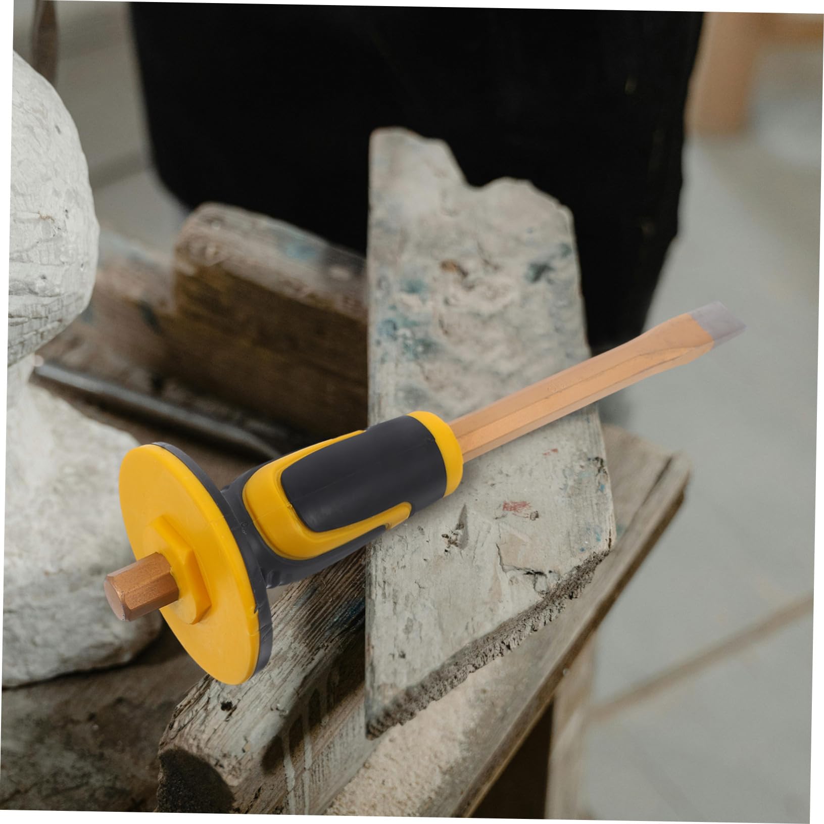 Ciieeo 3 Pezzi Scalpello per Muratura con Protezione per Mano Scalpello Manuale per Taglio e Fessurazione Pietra e Strumento Versatile per Falegnameria e Lavori Muratura