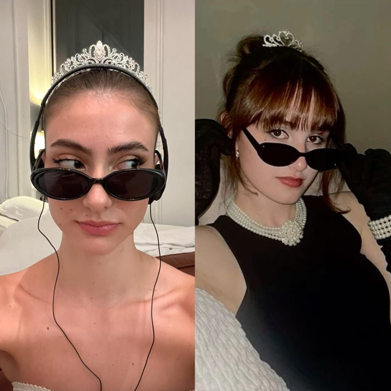 Trendige Retro Ovale Sonnenbrille für Damen, 90er Jahre Kleine Y2K Mode Vintage Schmale Sonnenbrille
