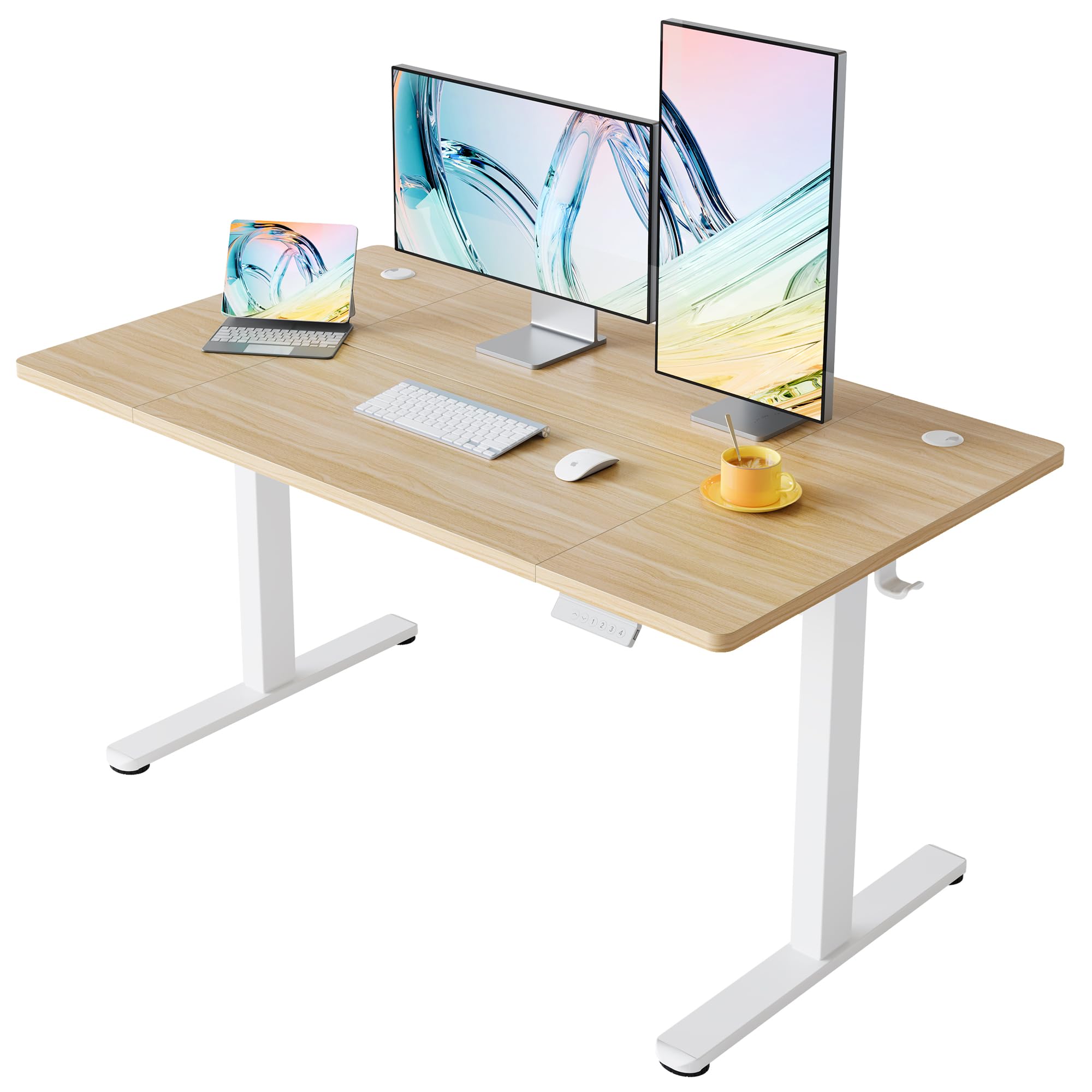 HUANUO 140 x 80 cm Standing Desk with 4 Memory Height Settings,Sit Stand Up Desk for Home Office & Computer Workstation