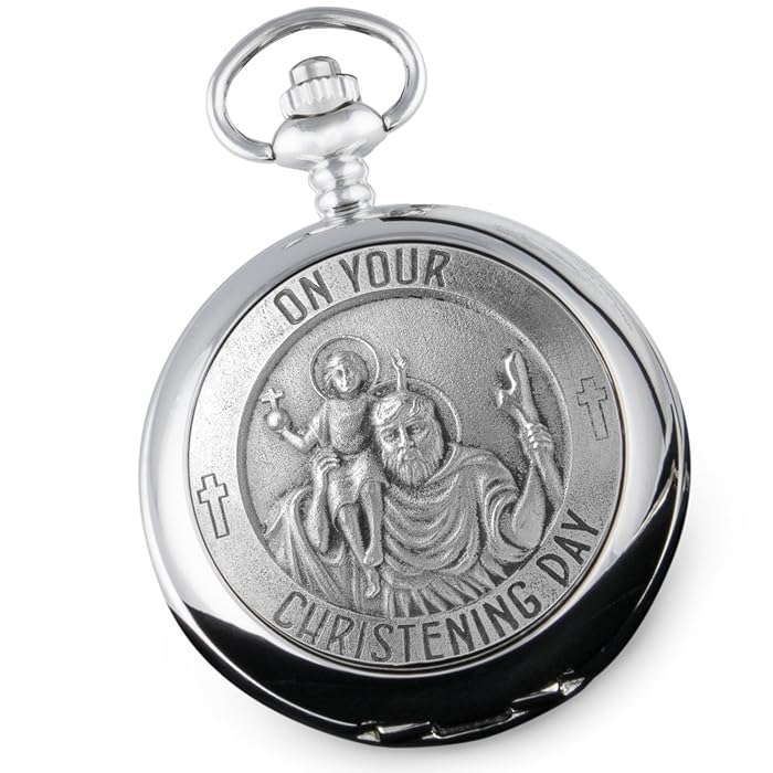 Buy Boy's Christening Day St Christopher Pewter Feature Pocket Watch