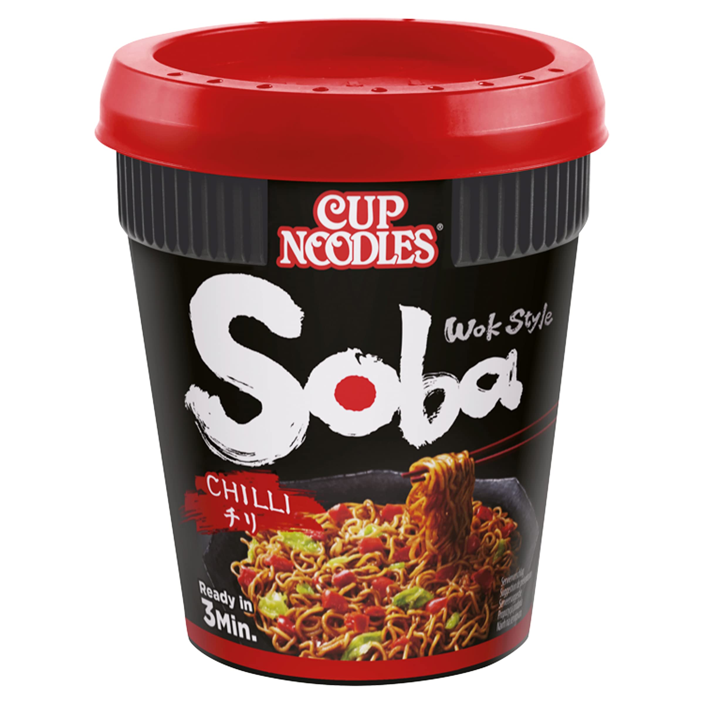 Nissin Soba, Wok Style Chilli Cup Noodles, 92g (Pack of 8)