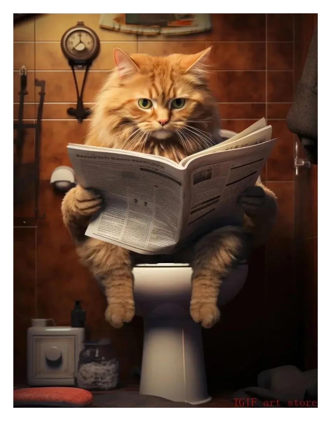 Affiche esthétique de gros chat journal de toilette pour salon