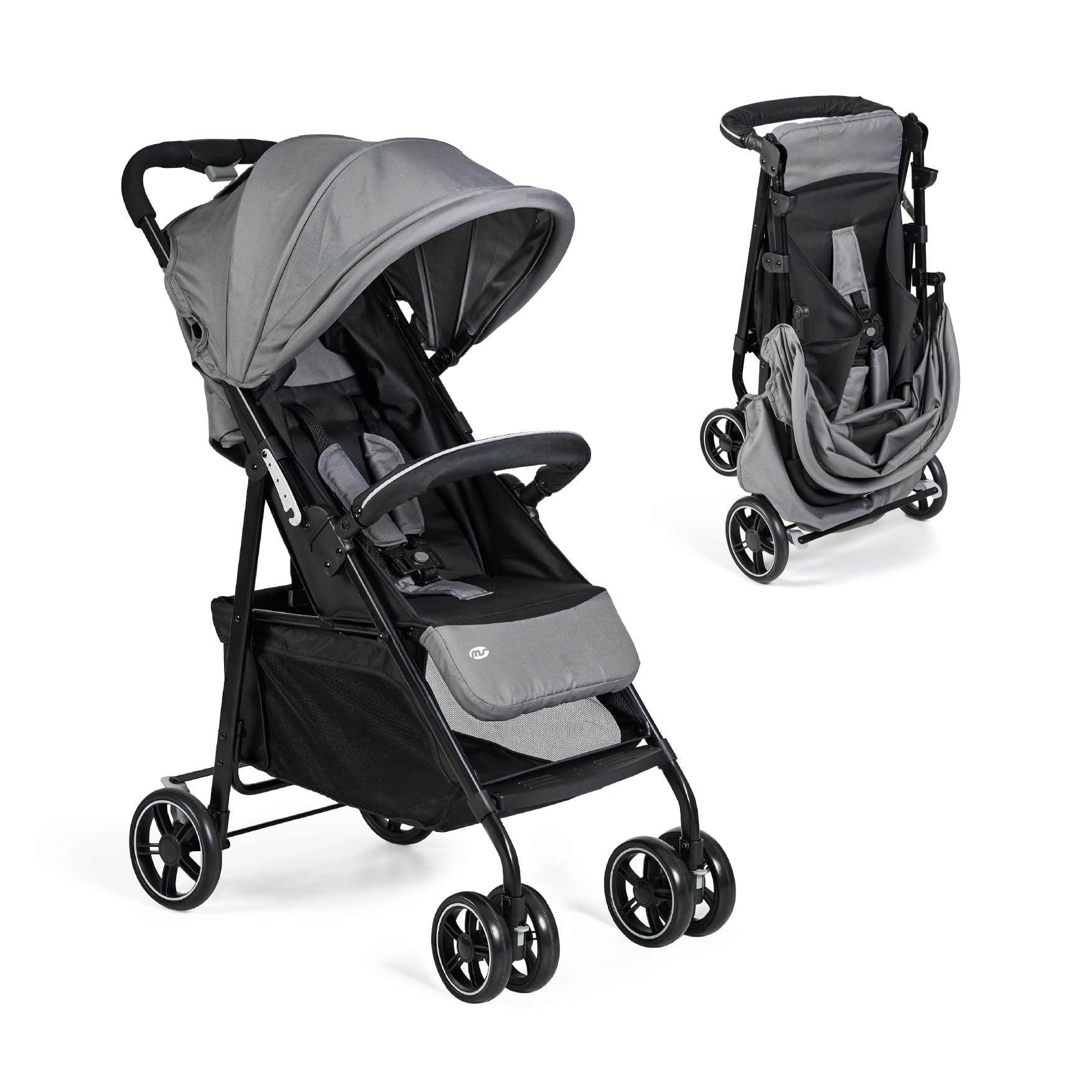 Ms BabyWorld – Poussette STREET – Poussette légère pour bébé | De la naissance jusqu'à 36 mois ou 22 kg | Avec amortisseurs | Capote XXL | Inclinaison maximale