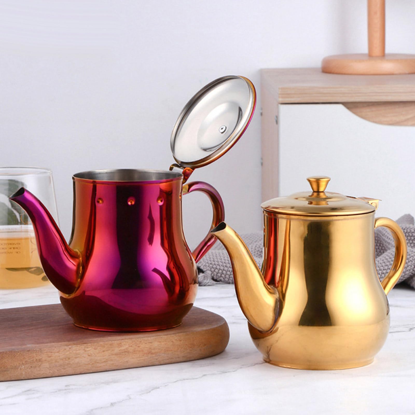 Stainless Steel Gooseneck Teapots Coffee Pots With Filter Coffee Server Oil Can Table Serving Pot For Home Kitchen
