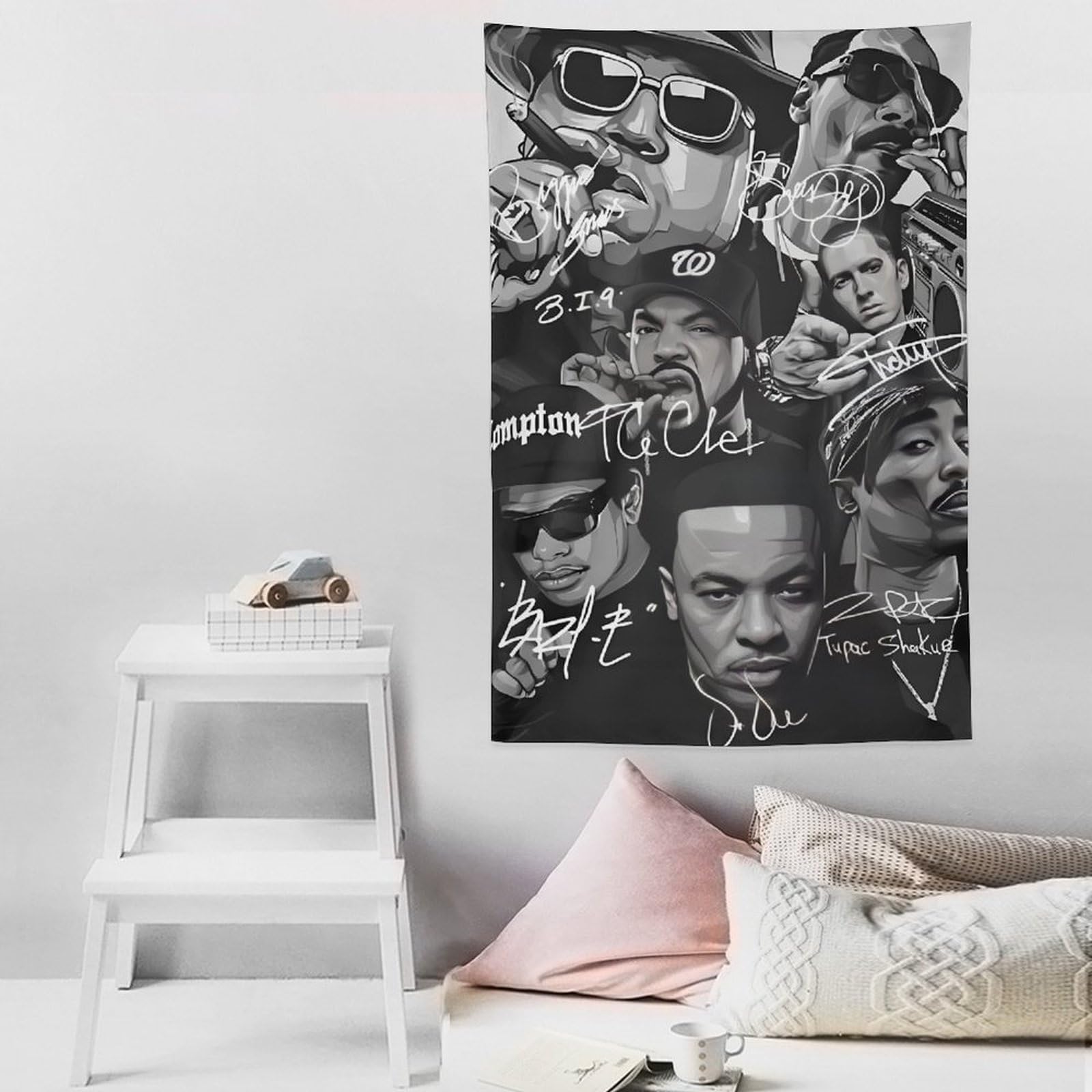 Poster da parete con motivo cantante rap hip hop con stelle (25), arazzo da parete, arazzo da parete, decorazione per soggiorno, camera da letto, 152,4 x 228,6 cm