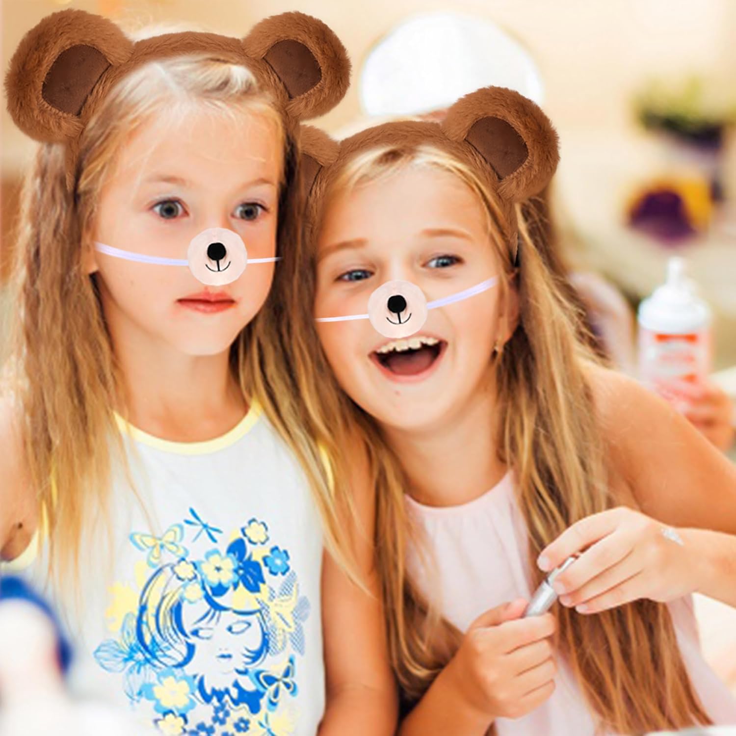 Chanaco Bear Ears Headband and Nose Set Bear Costume Adult Women Halloween Animal Costumes Cosplay Accessories Party Decorations Gifts - Image 3