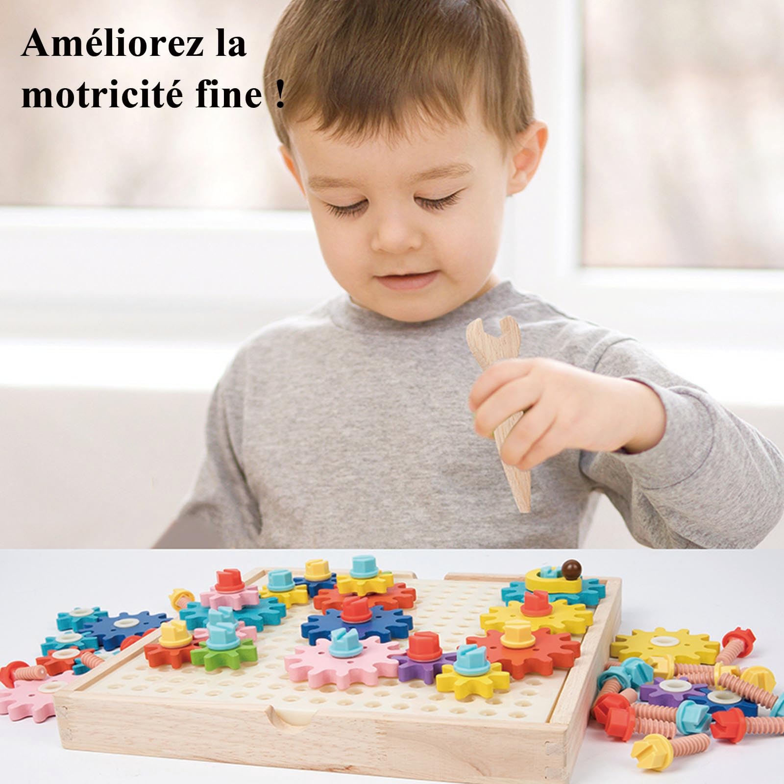 Jouet Montessori 3 4 5 Ans, Busy Board Montessori, Engrenages, Jeux Garçon 5 Ans, Jeux Éducatifs, Jouet en Bois, Motricité, Cadeau 3–5 Ans Fille Garçon