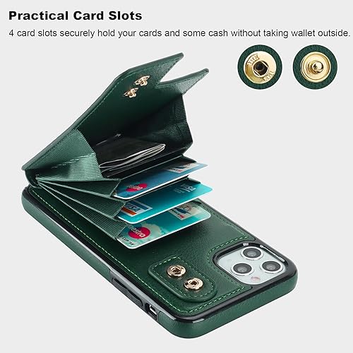 Miniatura 4 de Folosu Funda compatible con iPhone 11 Pro Max con soporte para tarjetas, rotación de 360, soporte de anillo de dedo con función atril, bloqueo RFID,