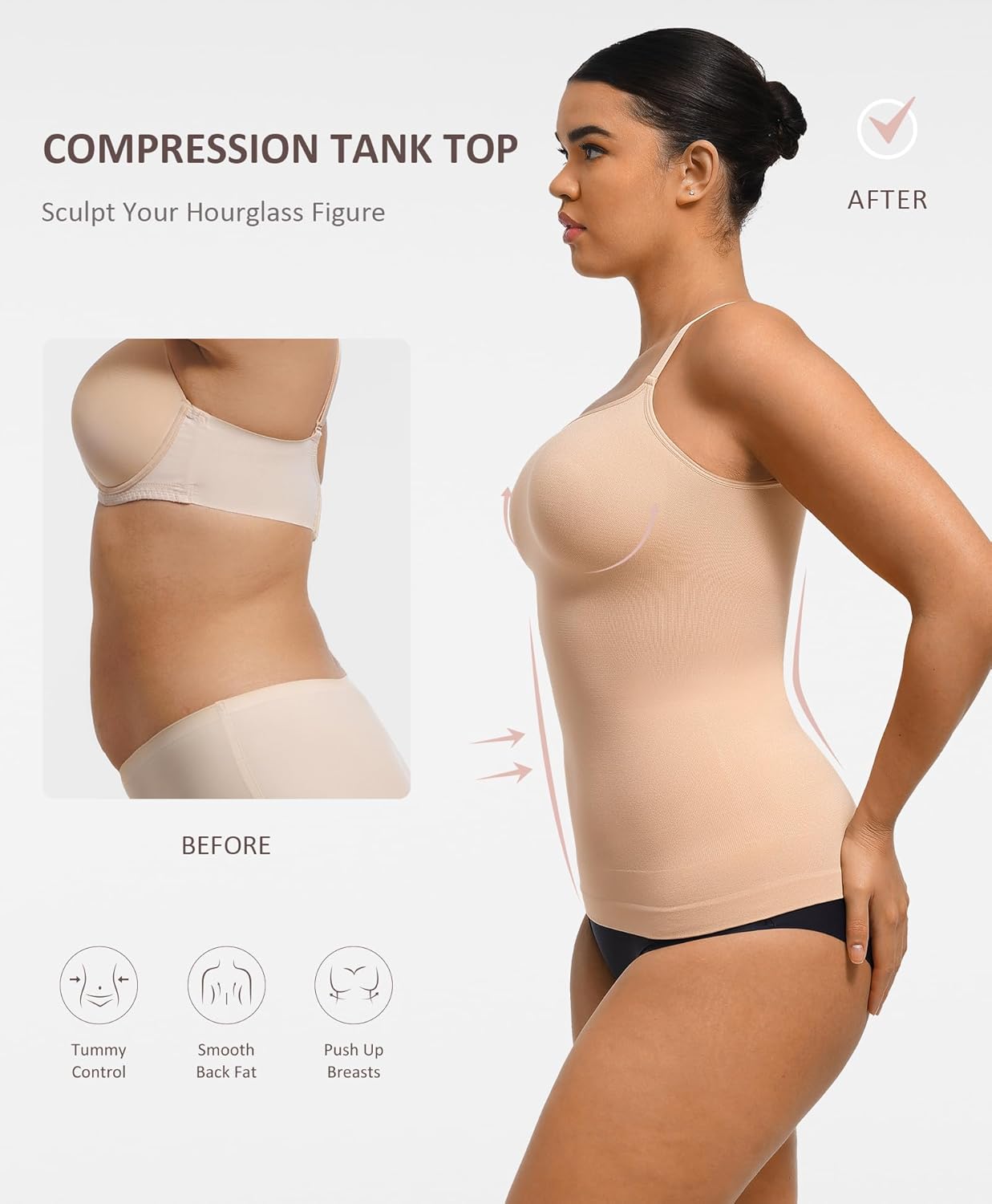 FeelinGirl Women's Tummy Control Camisole Seamless Shapewear Tank Top Slimming Cami Shaper with Compression - Image 2