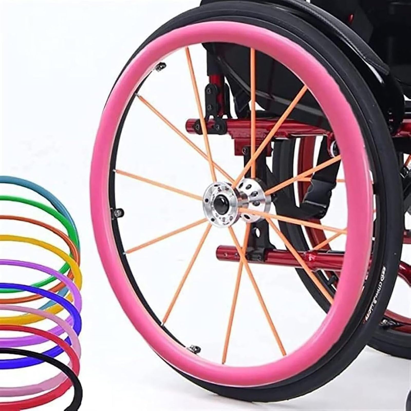 Funda para Silla de Ruedas Deportiva con Rueda Trasera de 20/22/24 Pulgadas, Fundas para Aros de Empuje de Silla de Ruedas, Resistente al Desgaste, Funda de Silicona para Empuje Manual, mejo