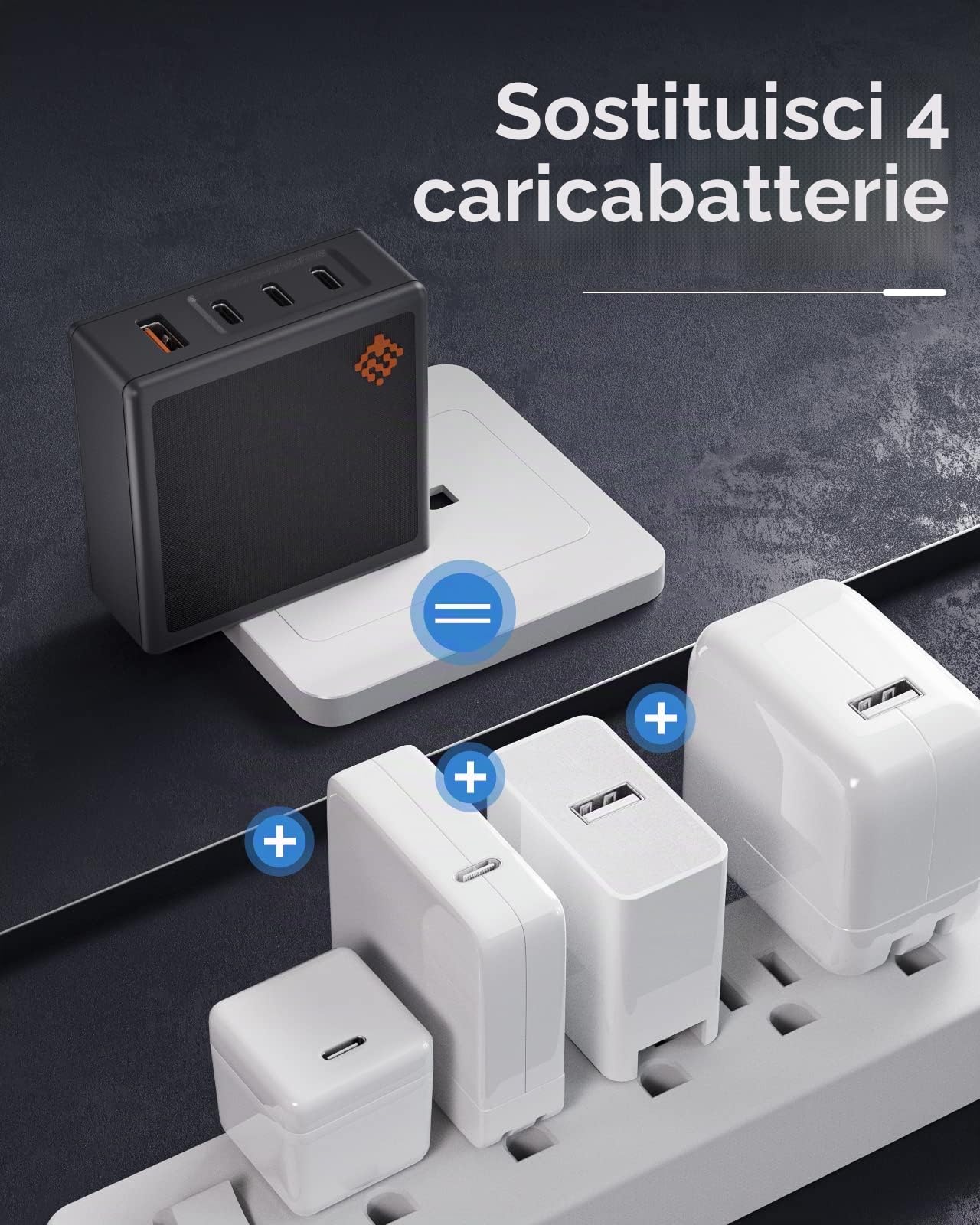 SlimQ Caricatore USB-C da 100 W, PD 3.0, adattatore da viaggio pieghevole
