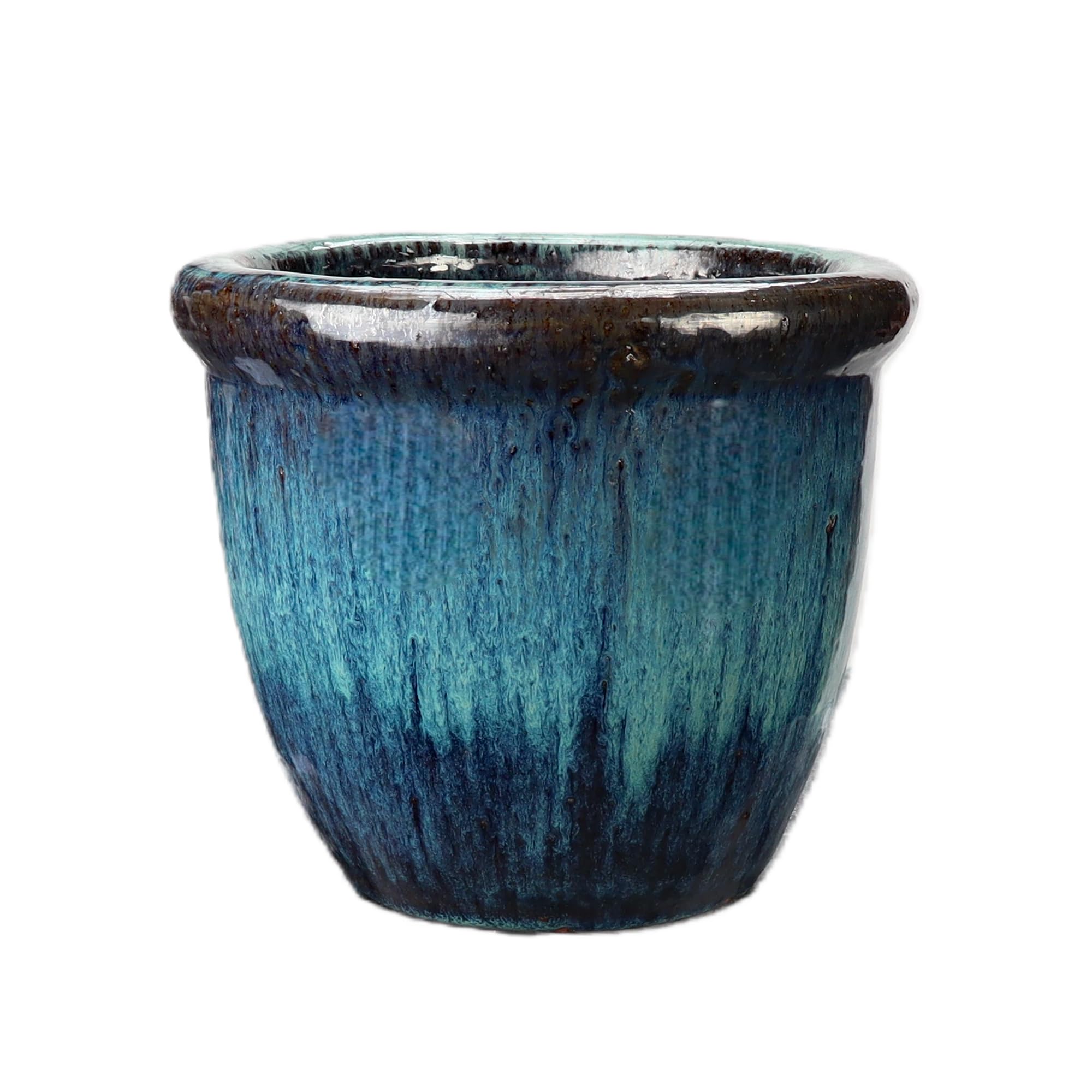 Steinzeug-Blumentopf/Pflanzkübel Farmer Grün-Blau 28x22cm frostfest