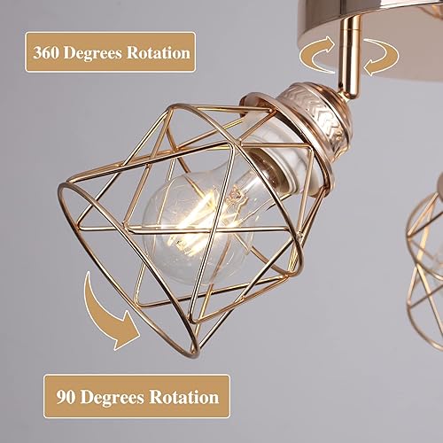 Miniatura 2 de Lámparas de cocina Lámpara de techo multidireccional de 3 luces con base E26, montaje empotrado ajustable para pasillo, granja, cocina, comedor,