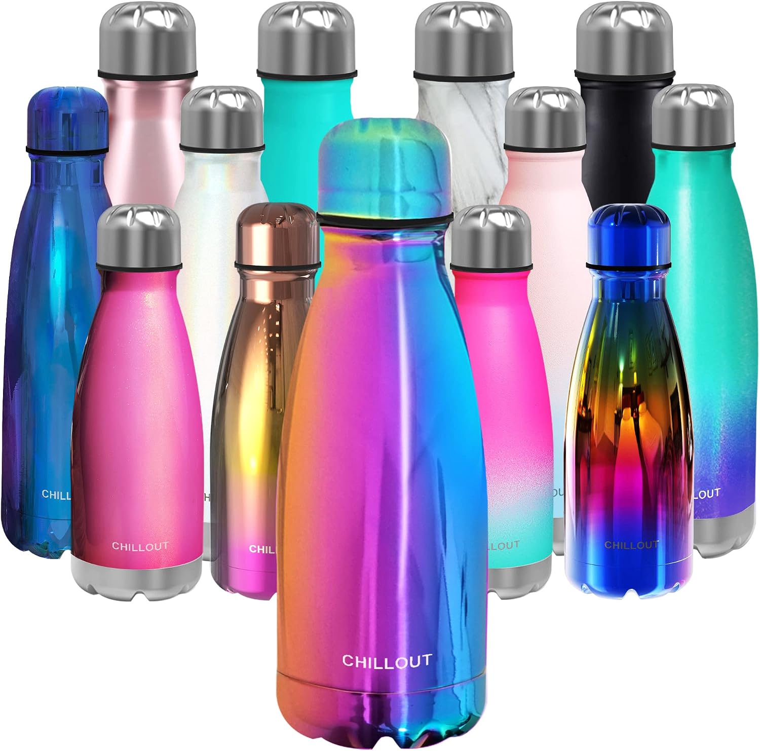 CHILLOUT LIFE Stainless Steel Water Bottle for Kids School, 12 oz Double Wall Insulated Cola Bottle Shape for Cold and Warm Drinks, BPA Free Metal Sports Bottle for Boys & Girls, Dishwasher Safe Paint