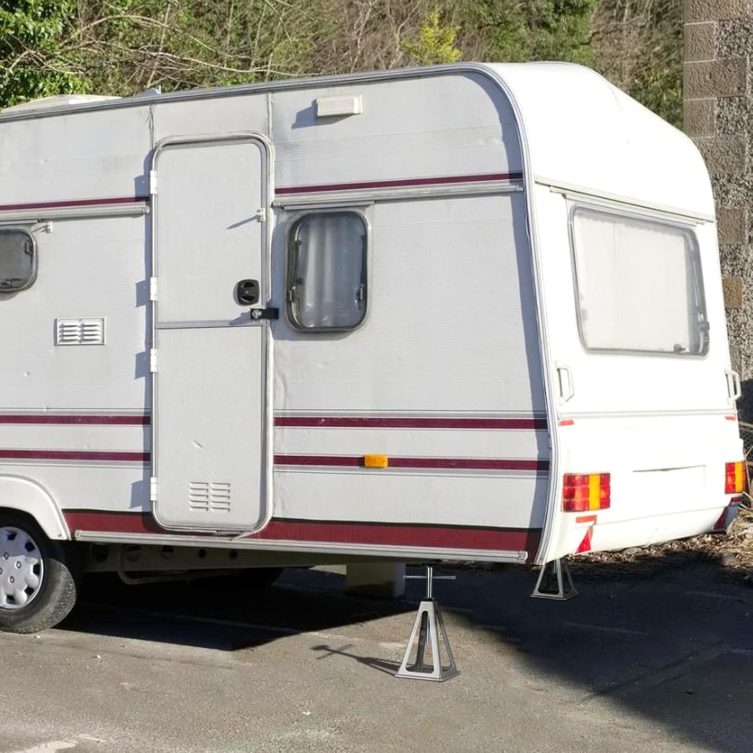 RV Stabilizer Jacks, Stack Jack Stands for RV Camper Travel Trailer, with Additional Screw Nuts and Cushion Rubber Mats - 4 Pack