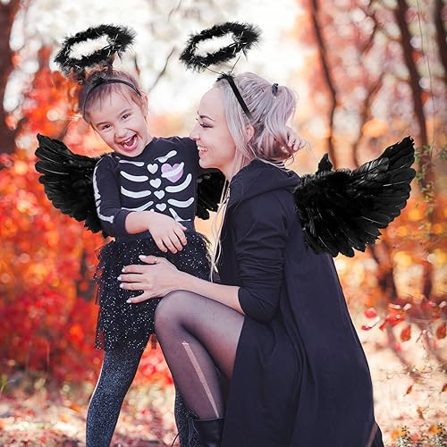 Miniatura 2 de Alas de ángel y halo - Disfraz de alas de ángel para adultos y niños para fiesta de Halloween