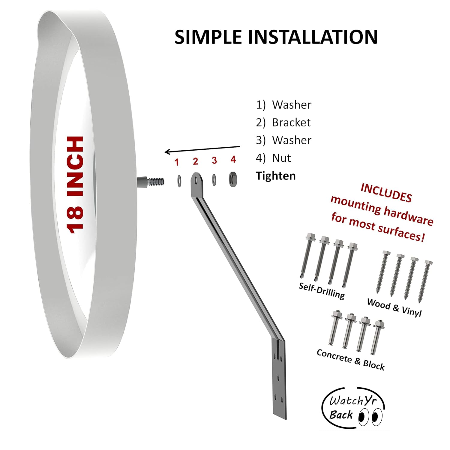 GREY 18 inch Convex Mirror, Outdoor or Indoor, Wide Angle View, Curved Traffic Safety and Security Mirror 460 mm