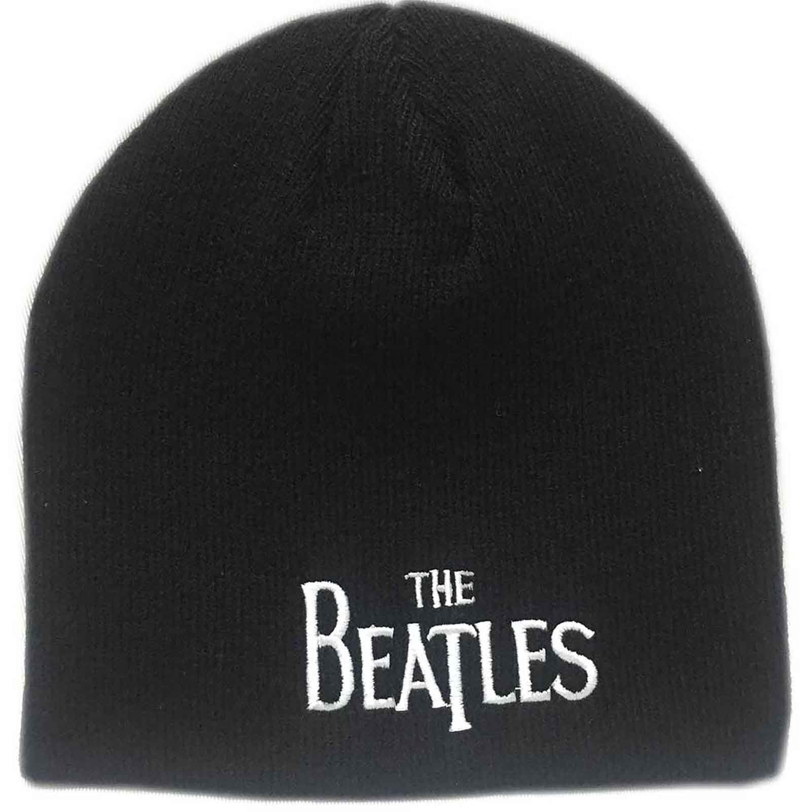 The Beatles Black Beanie Hat Classic Drop T Band Logo Official
