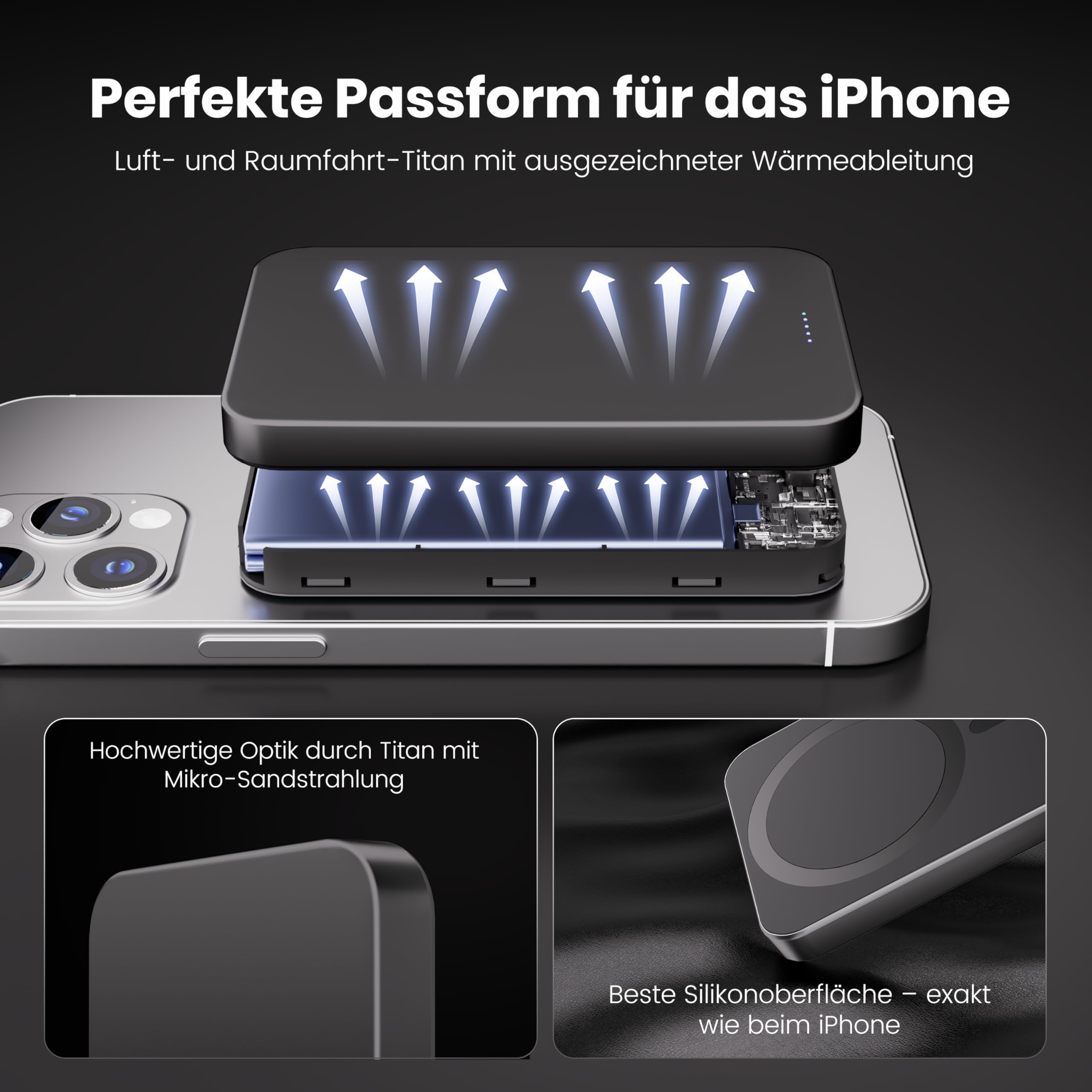 Kstime Magnetische Powerbank, 10000 mAh, 14 mm, ultradünnes Titan-Design, PD20W, kabelloses tragbares Ladegerät mit USB-C-Eingang und Ausgang, kompatibel mit iPhone 17/16/15/14/13/12 Serie (Orange)