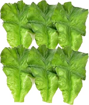 Fake Lettuce Leaves Artificial Vegetables Lettuces Simulation Plastic Lifelike for House Kitchen Party Pub Decoration Cabinet Ornament 6 pcs