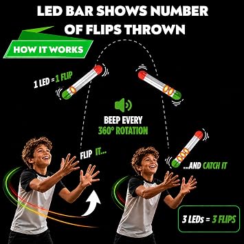 How Many Flips can You Throw? | Electronic Flip Challenge Game | Auto-Counting Skill Toy for Kids, Teens & Adults | 10 Games Each with a High Score to Beat | Fun Gift & Party Game Ages 8+