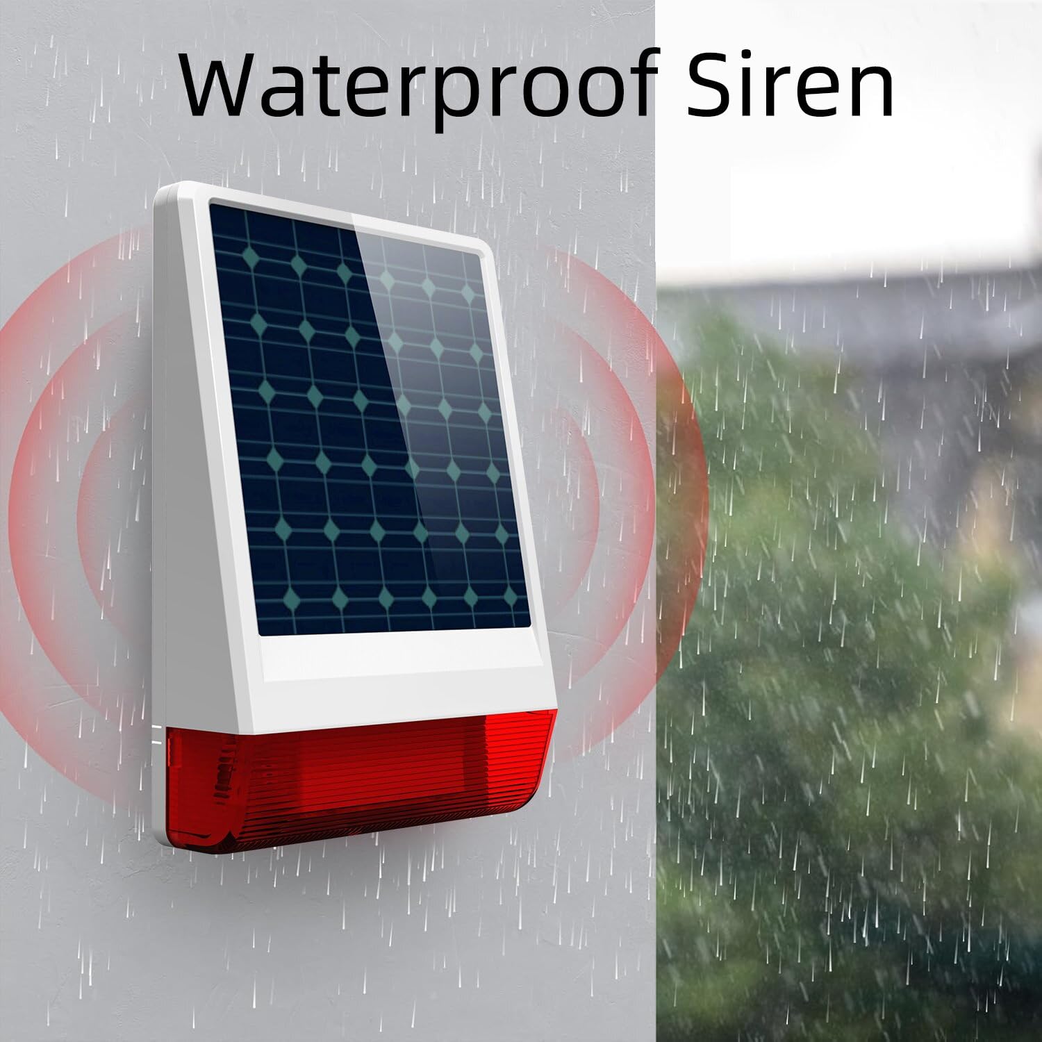 Wolf-Guard LB-W06 Alarme solaire pour extérieur avec sirène et lumières 120 dB