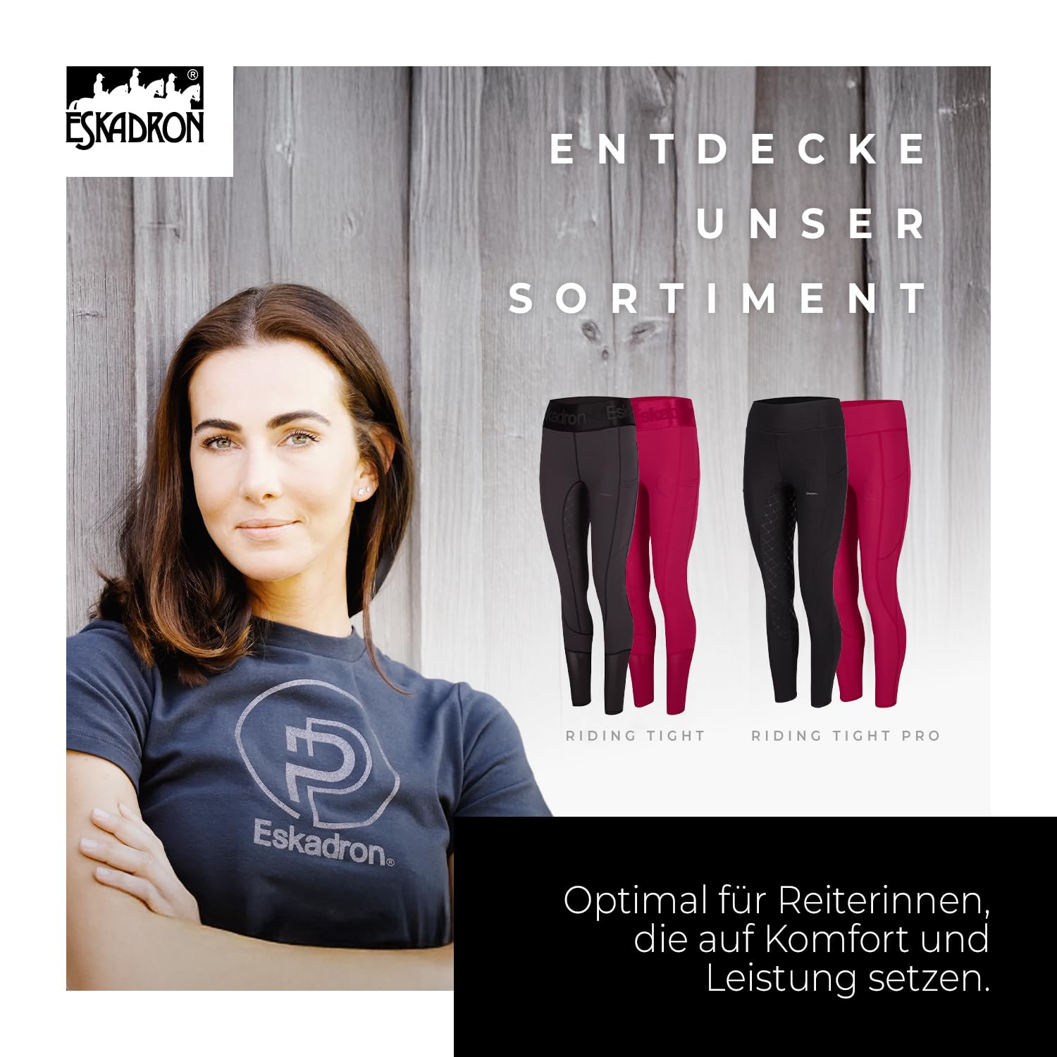 Eskadron Reithose Riding Tight PRO | Reithose Fullgrip | Sommerreithose leicht & atmungsaktiv | Reitleggings mit Handytaschen | Widerstandsfähige Reiterhose