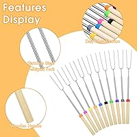 Vista 2 de Paquete de 10 pinchos para s'mores, pinchos para asar malvaviscos de 32 pulgadas para fogata, pinchos extensibles con bolsa, tenedor para perros